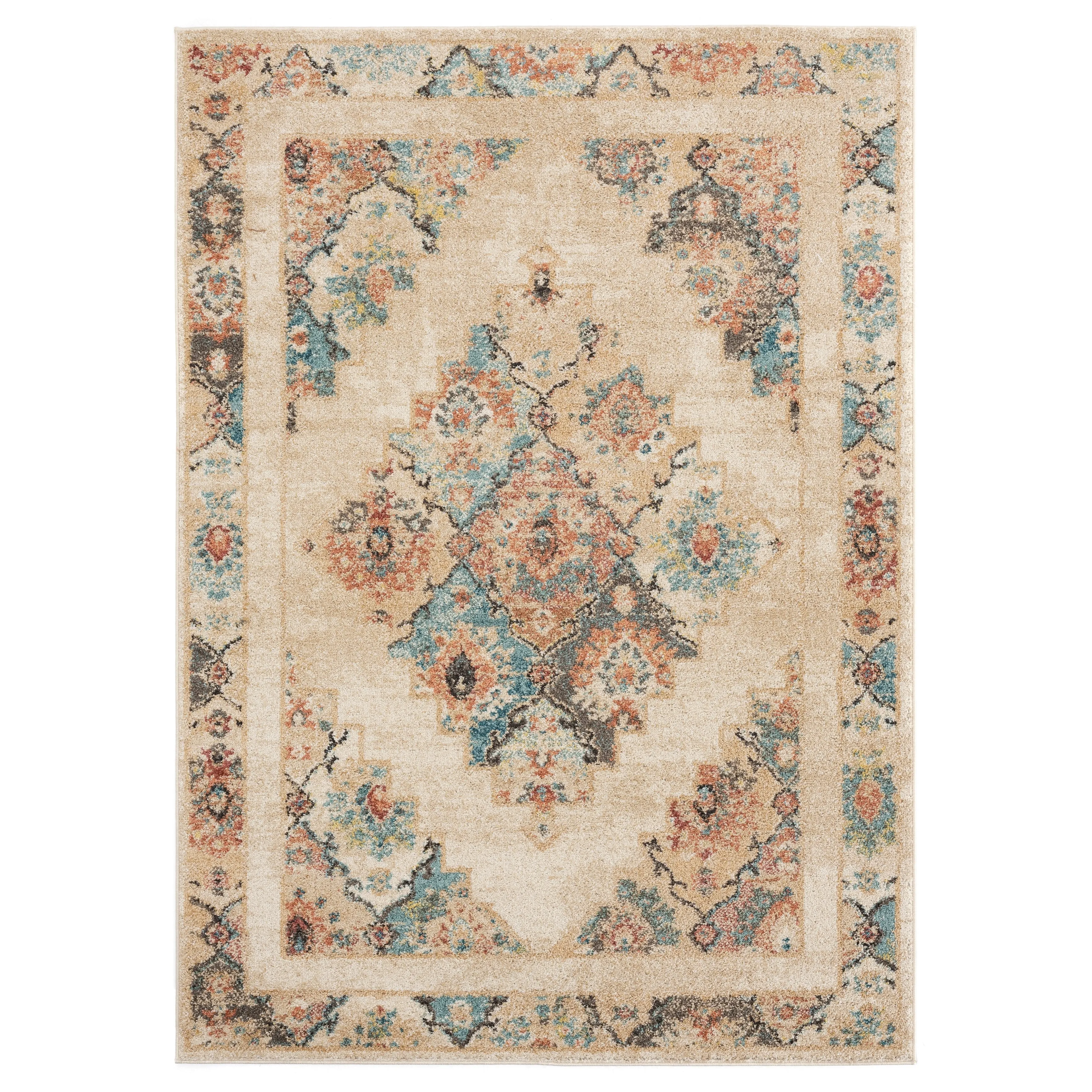 Porch & Den Steven Distressed Diamond Medallion Area Rug