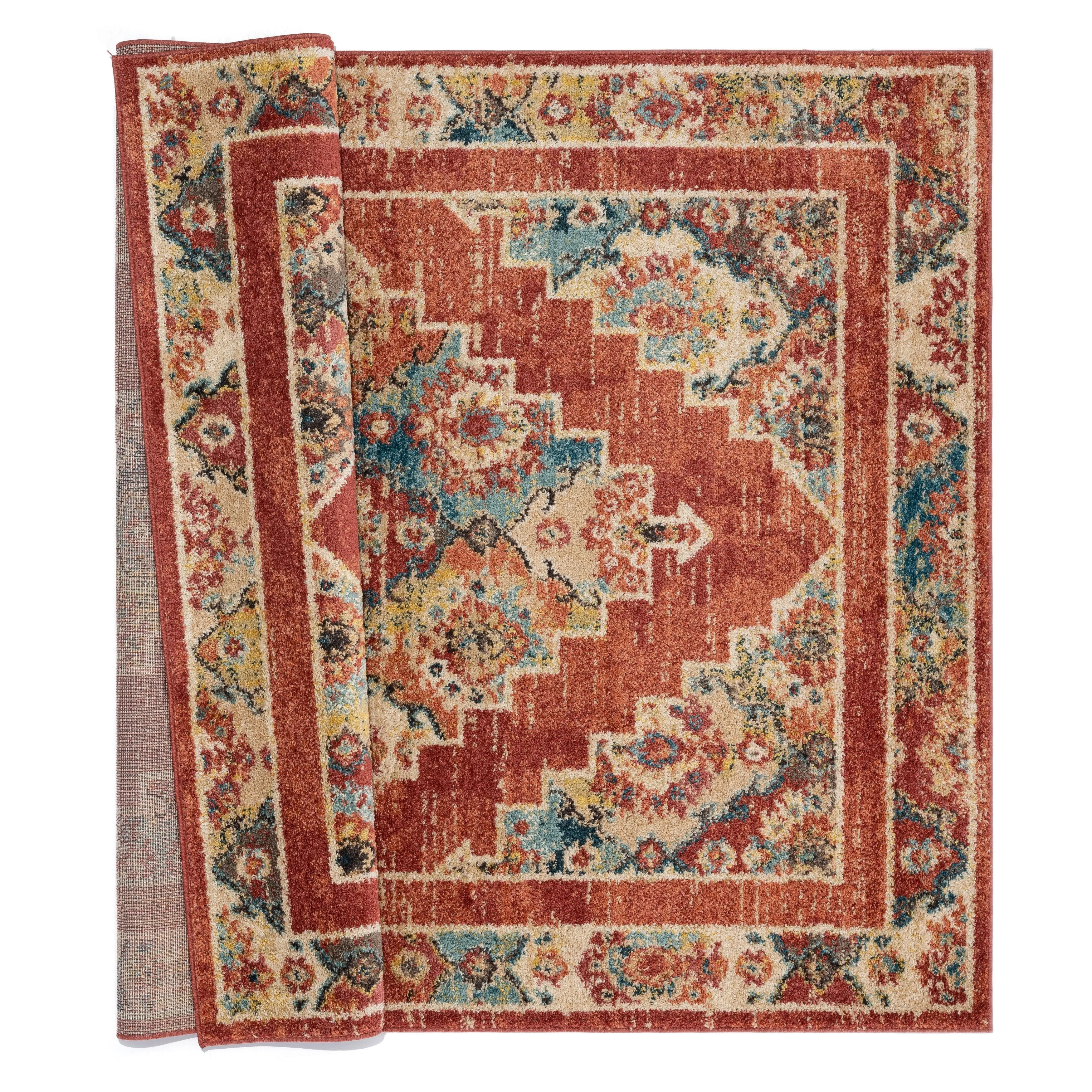 Porch & Den Steven Distressed Diamond Medallion Area Rug