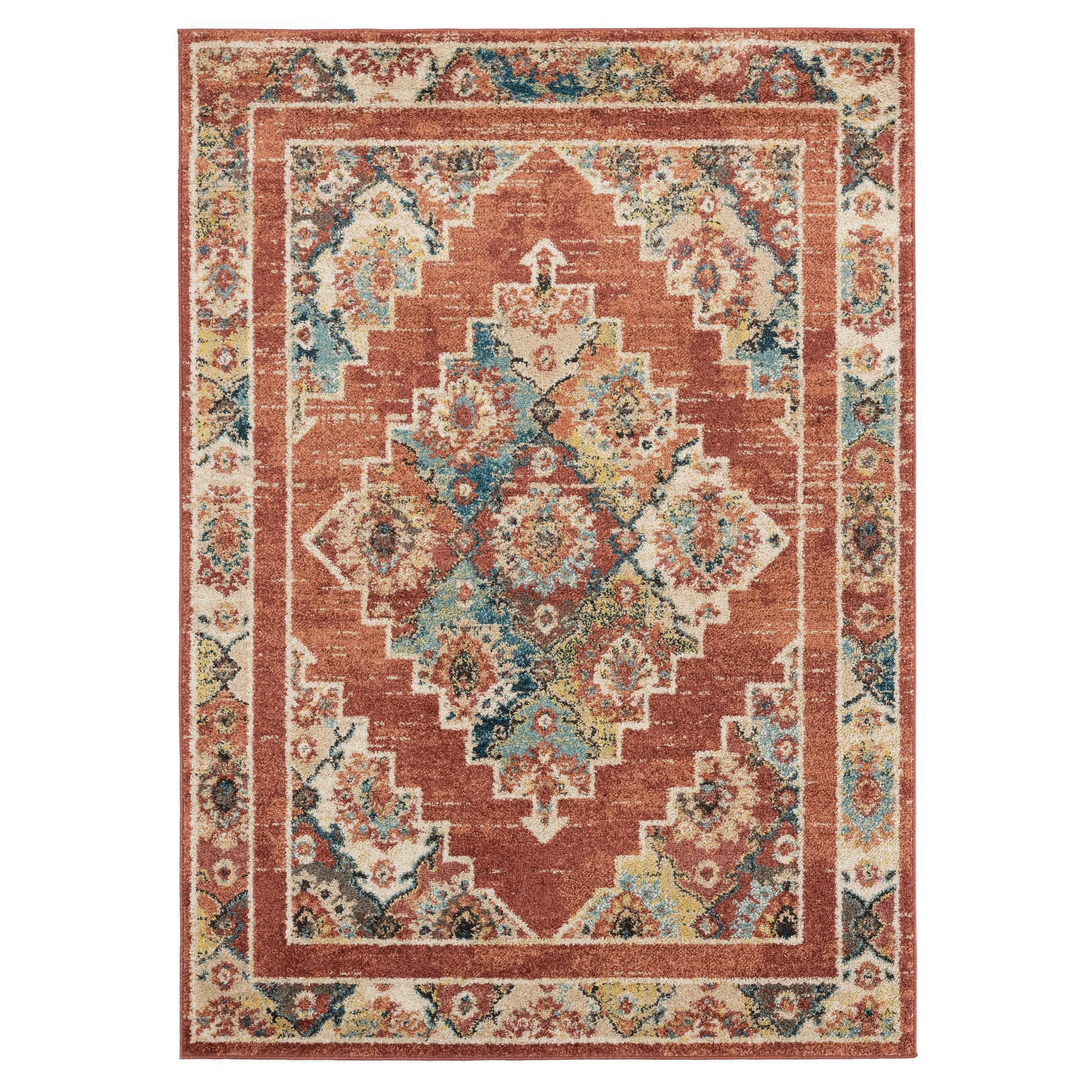 Porch & Den Steven Distressed Diamond Medallion Area Rug