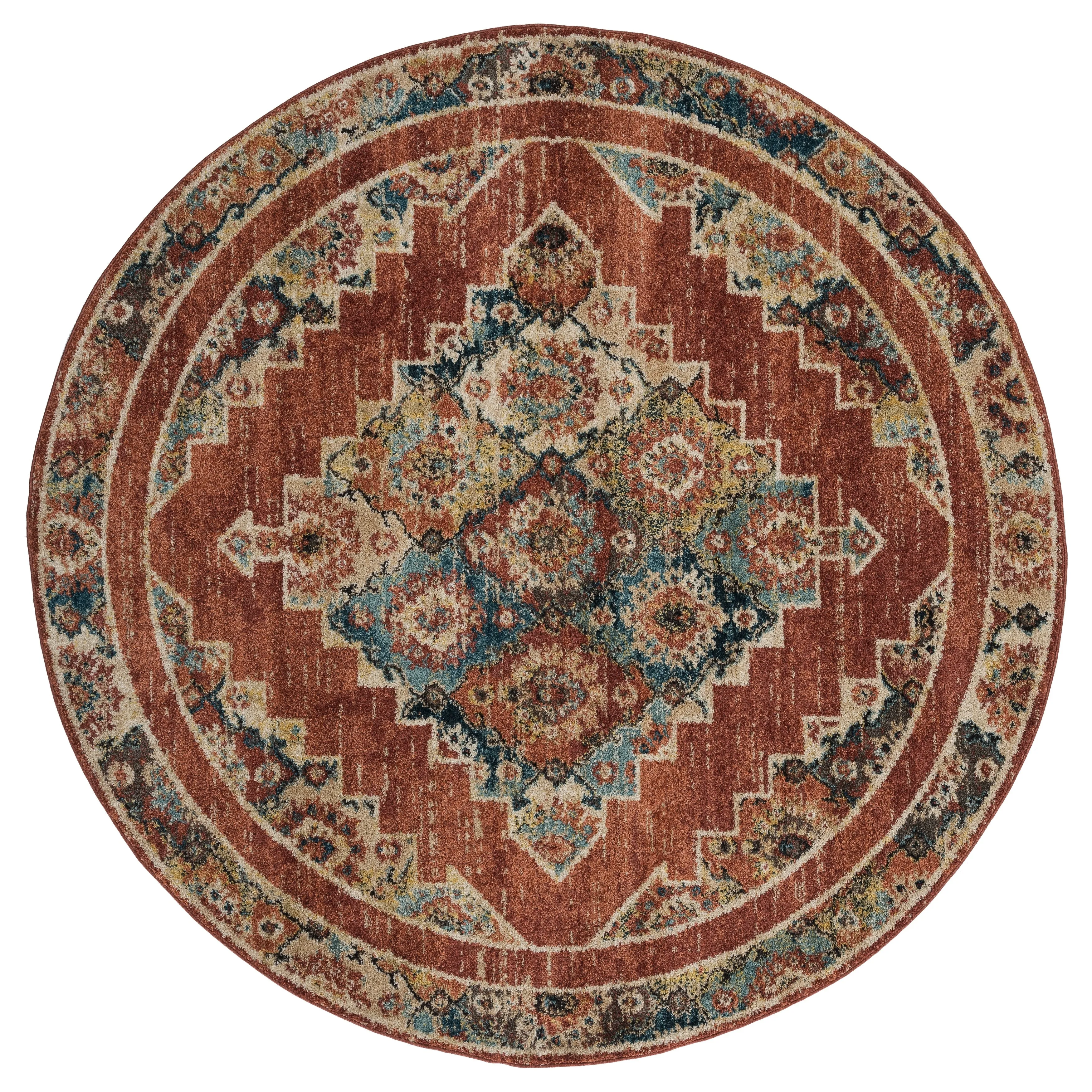 Porch & Den Steven Distressed Diamond Medallion Area Rug