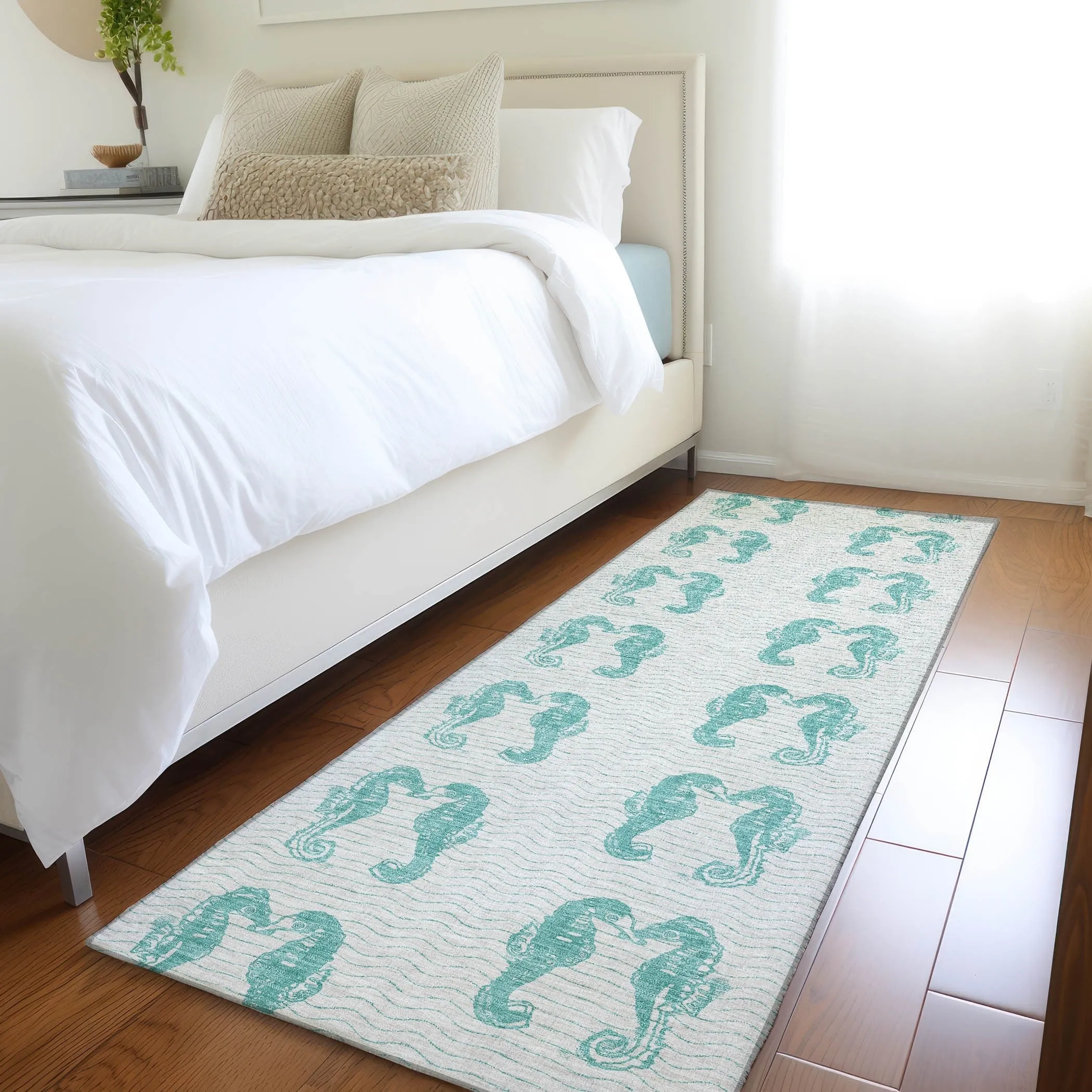 Premium Washable Super Soft Coastal Seahorse Mayfield Rug