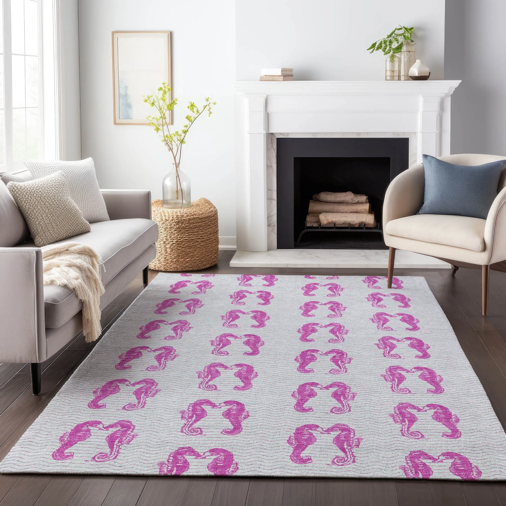 Premium Washable Super Soft Coastal Seahorse Mayfield Rug