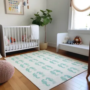 Premium Washable Super Soft Coastal Seahorse Mayfield Rug