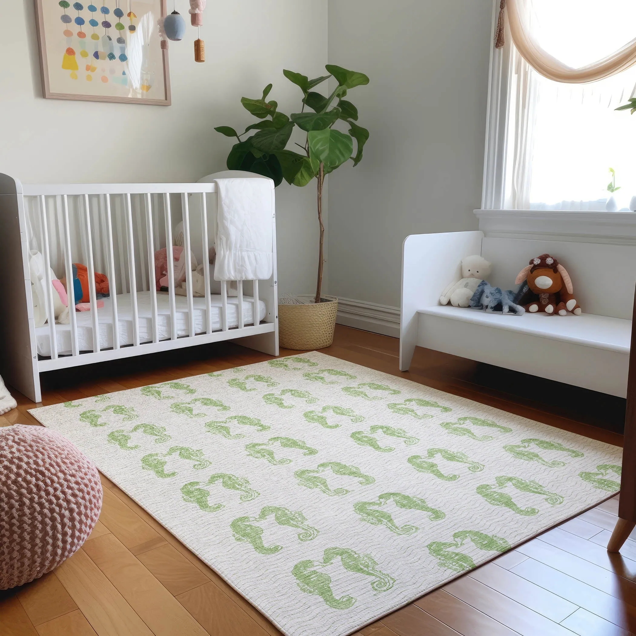 Premium Washable Super Soft Coastal Seahorse Mayfield Rug