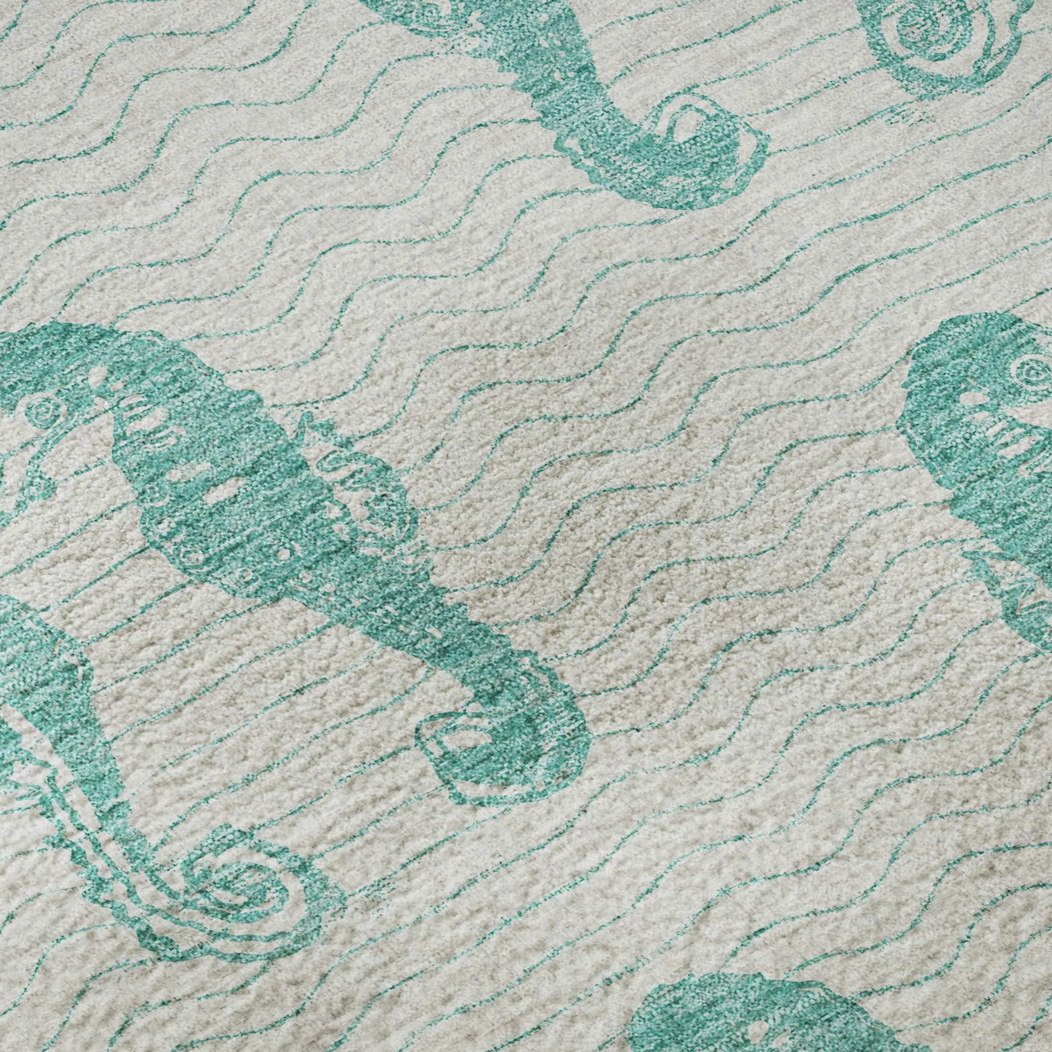 Premium Washable Super Soft Coastal Seahorse Mayfield Rug