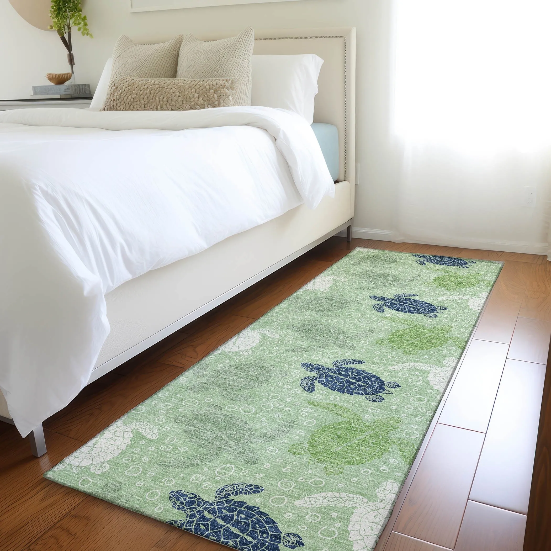 Premium Washable Super Soft Coastal Turtles Mayfield Rug