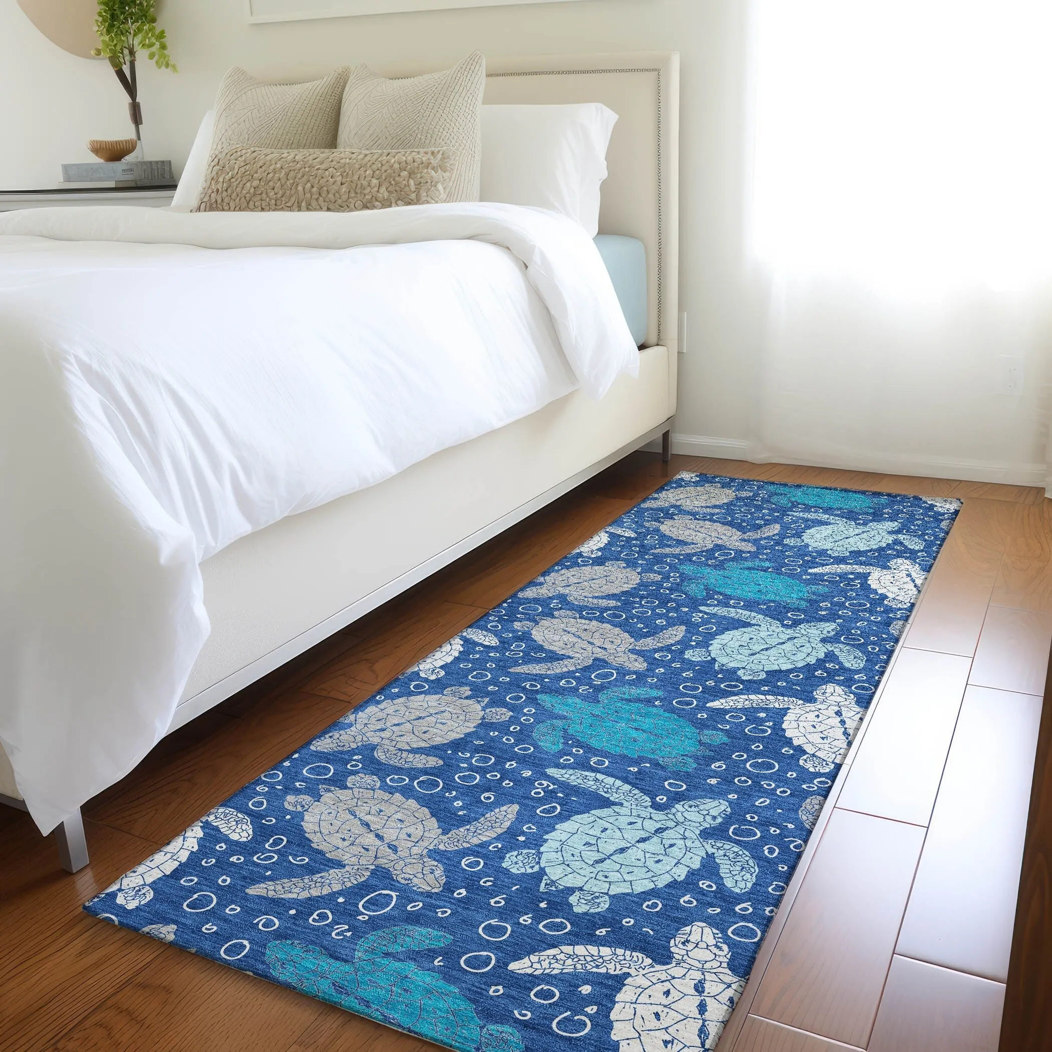 Premium Washable Super Soft Coastal Turtles Mayfield Rug