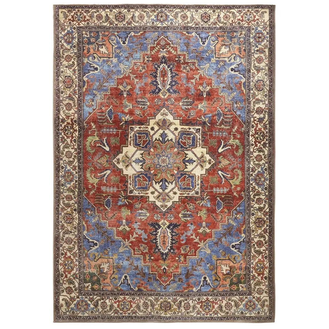 Prescott Vintage Medallion Rug. Rust/Nav Blue/Beige. Accent Rug