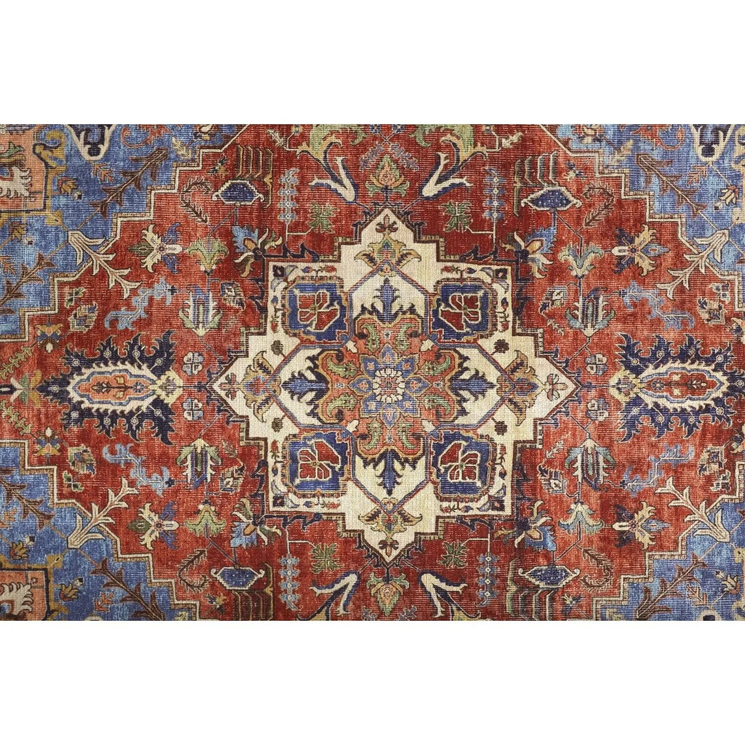 Prescott Vintage Medallion Rug. Rust/Nav Blue/Beige. Accent Rug