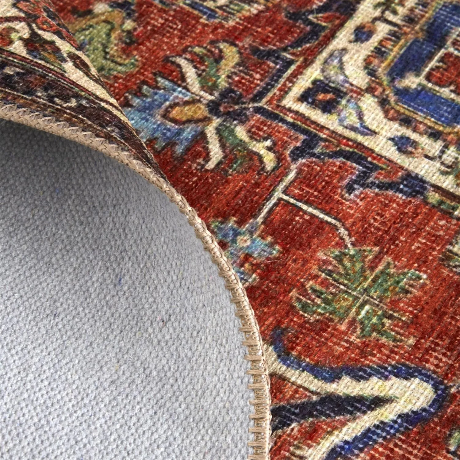 Prescott Vintage Medallion Rug. Rust/Nav Blue/Beige. Accent Rug