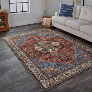 Prescott Vintage Medallion Rug. Rust/Nav Blue/Beige. Accent Rug