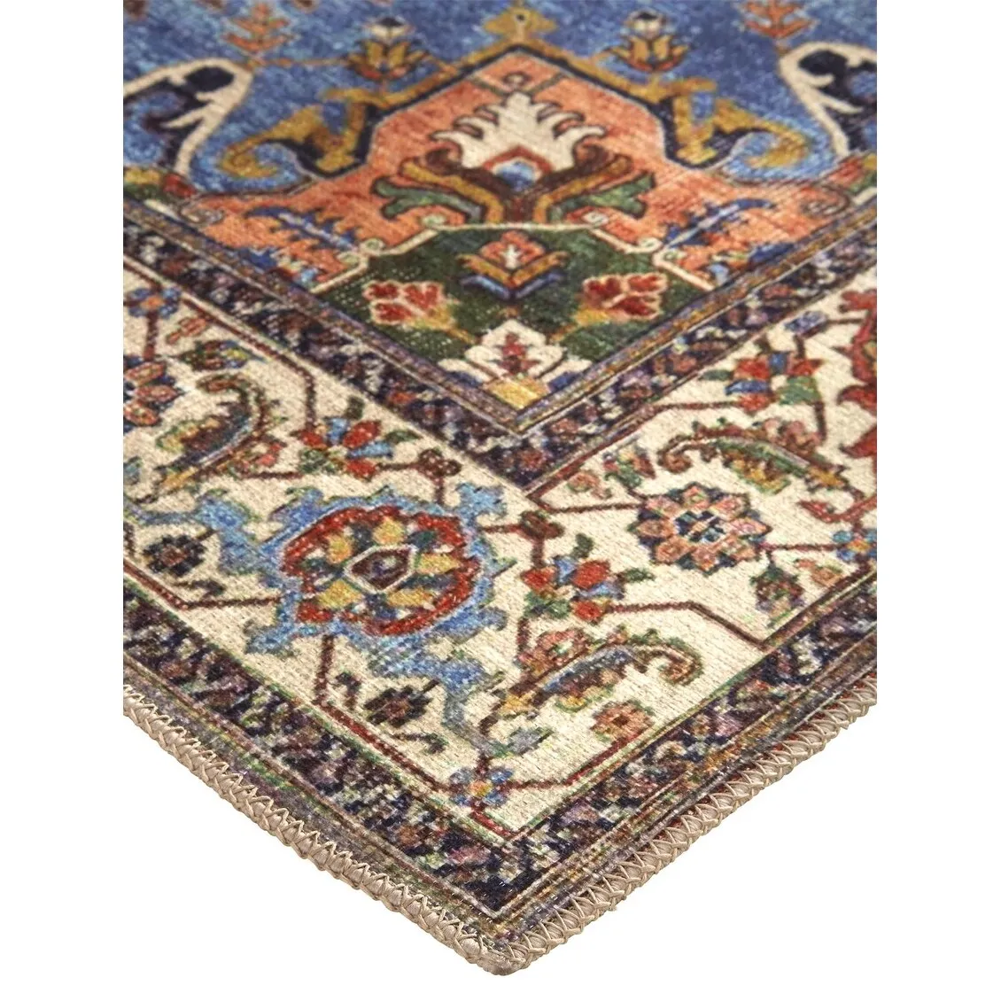 Prescott Vintage Medallion Rug. Rust/Nav Blue/Beige. Accent Rug