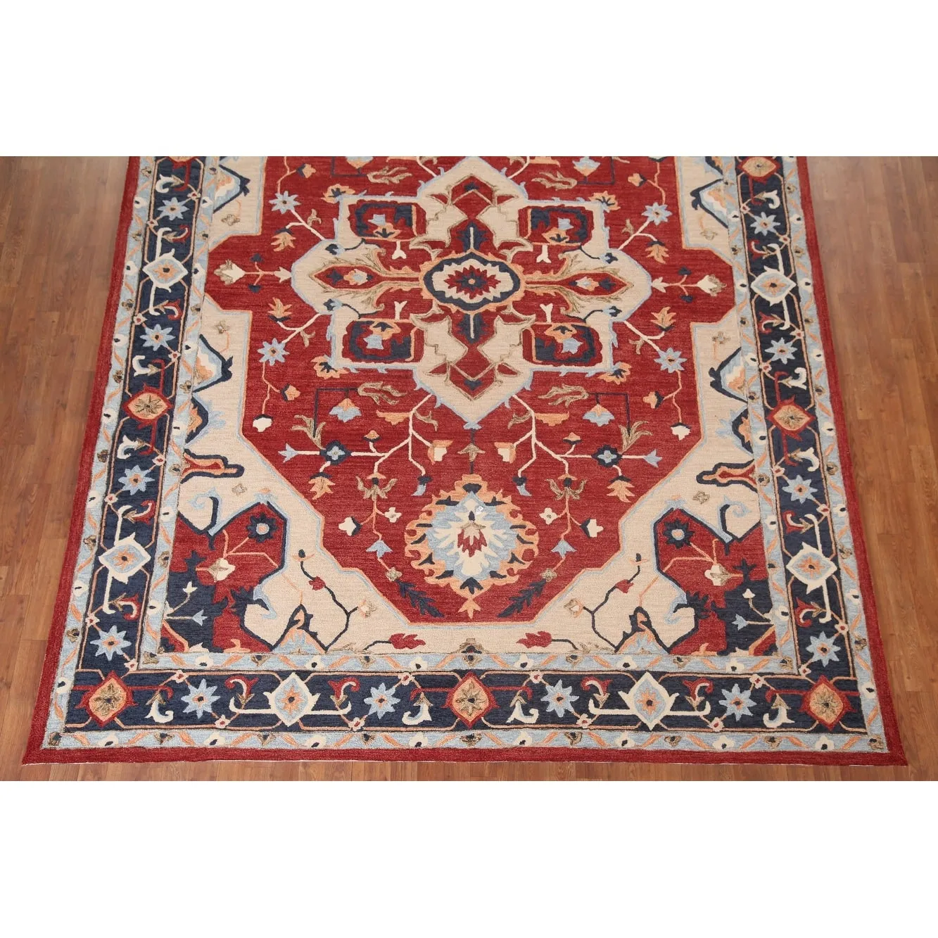 Red Heriz Hand-Tufted Rug Traditional Oriental Carpet