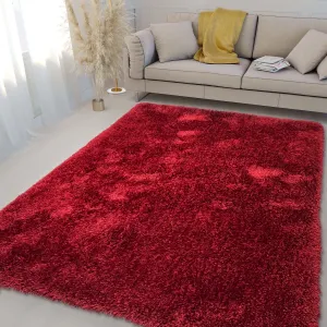 Romance Collection 1-inch Pile Large Shag Area Rug Red Cherry