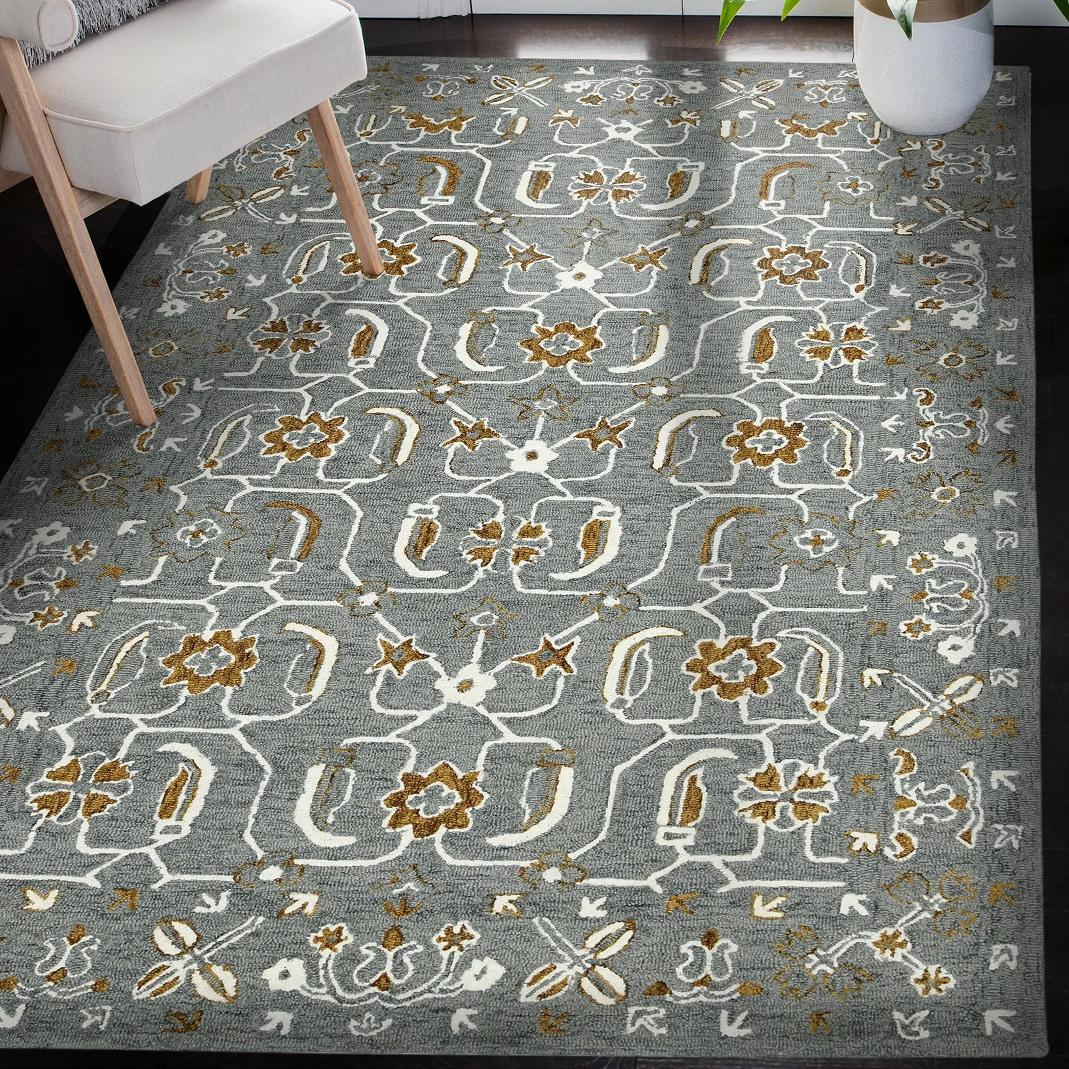Romesha Pecos Hand-Hooked Wool Area Rug