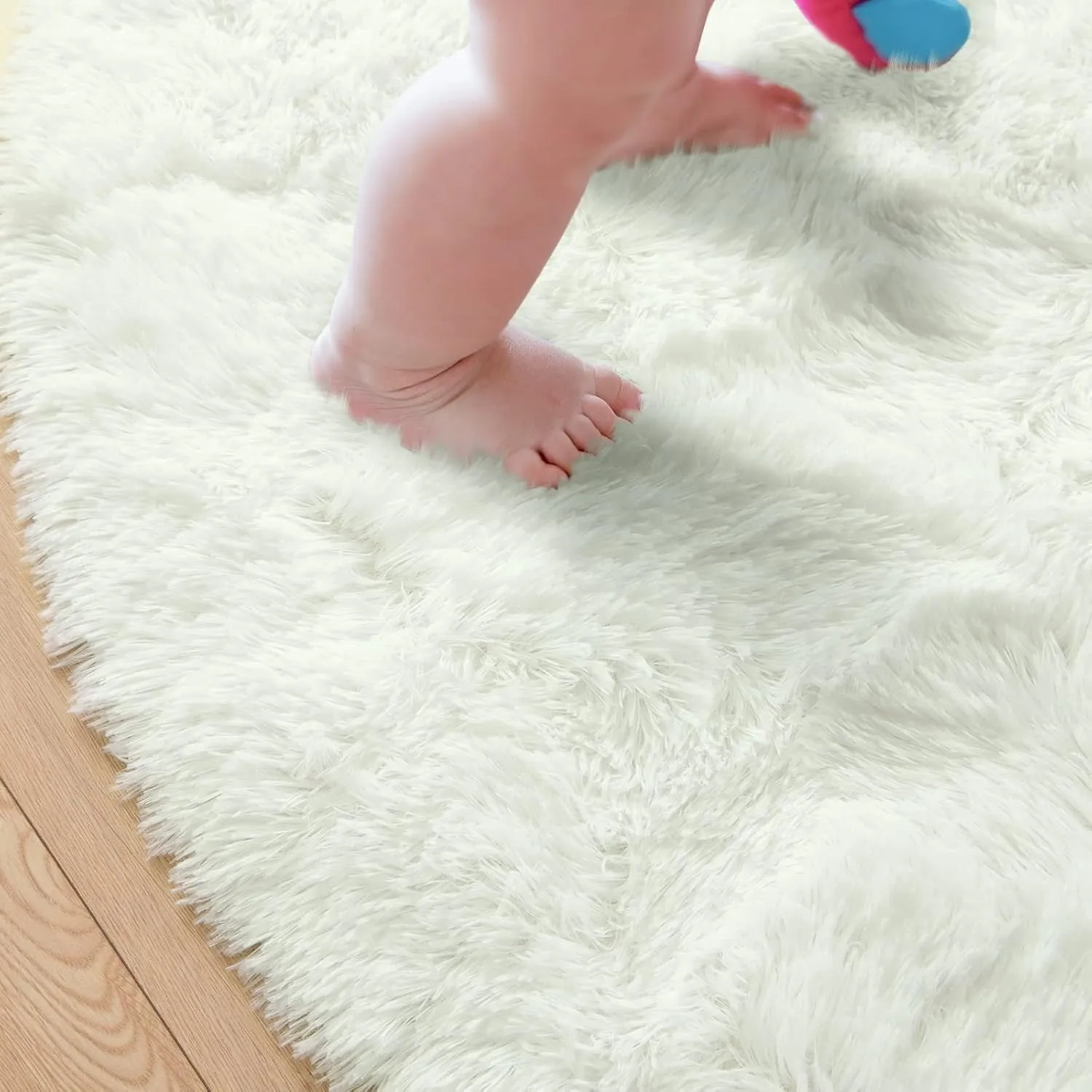 Round Area Rugs Fluffy Nursery Rug for Kids Bedroom Living Room Mat