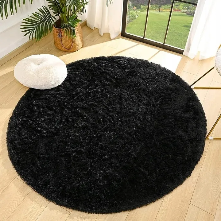 Round Area Rugs Fluffy Nursery Rug for Kids Bedroom Living Room Mat