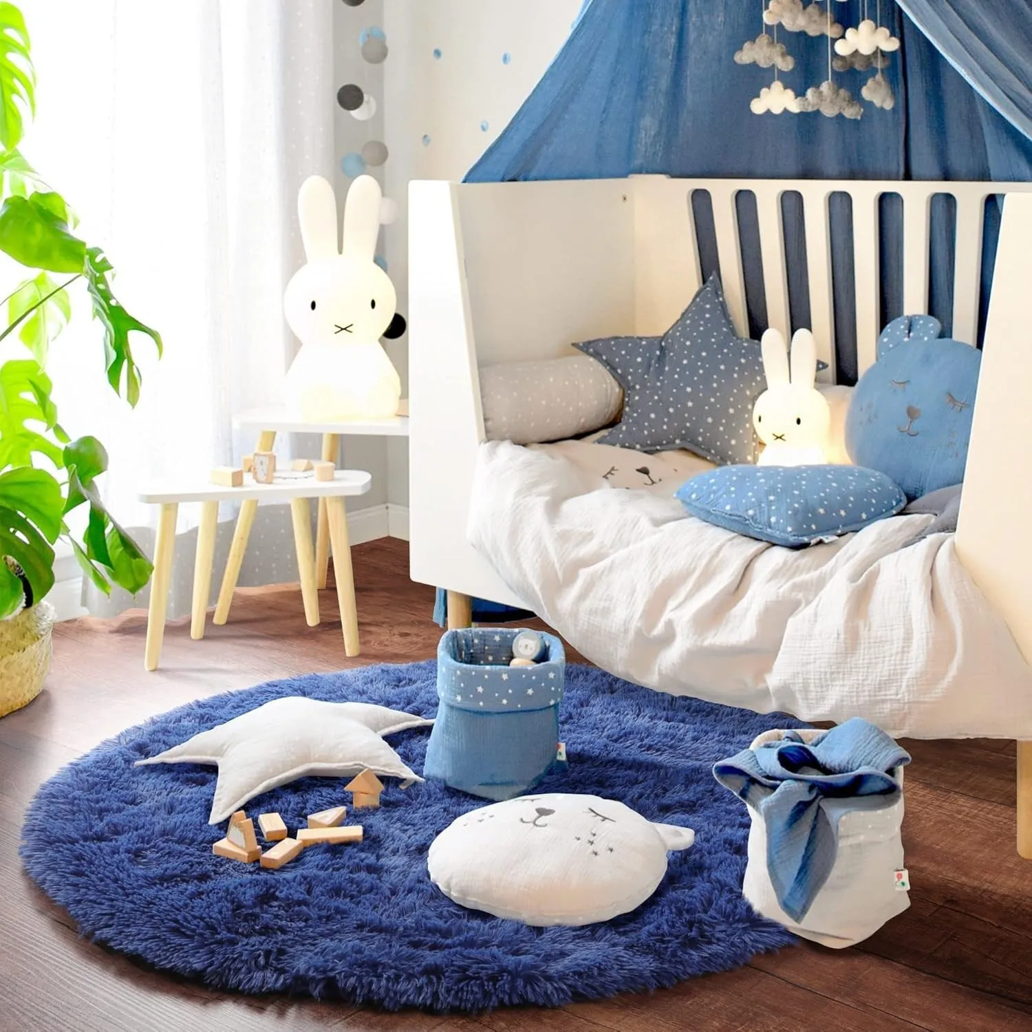 Round Area Rugs Fluffy Nursery Rug for Kids Bedroom Living Room Mat