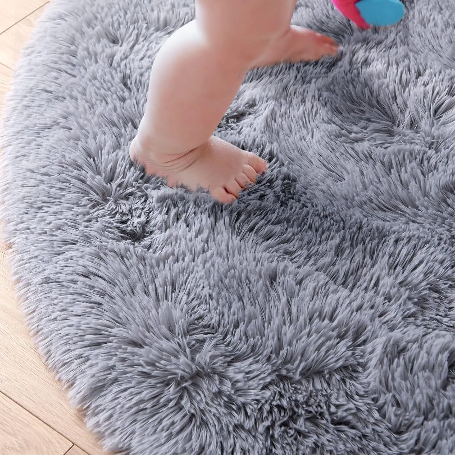 Round Area Rugs Fluffy Nursery Rug for Kids Bedroom Living Room Mat