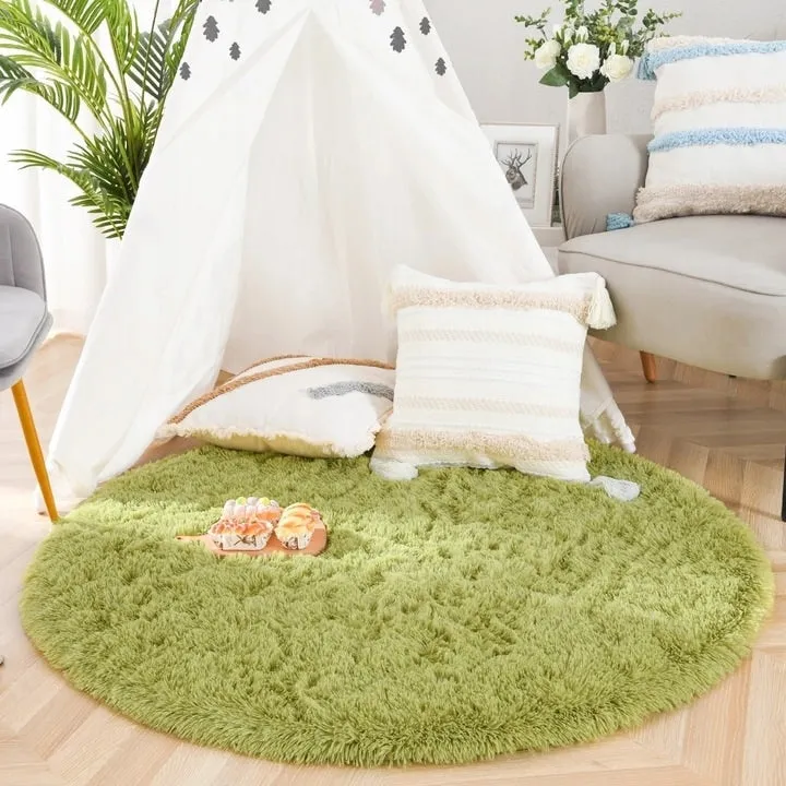 Round Area Rugs Fluffy Nursery Rug for Kids Bedroom Living Room Mat