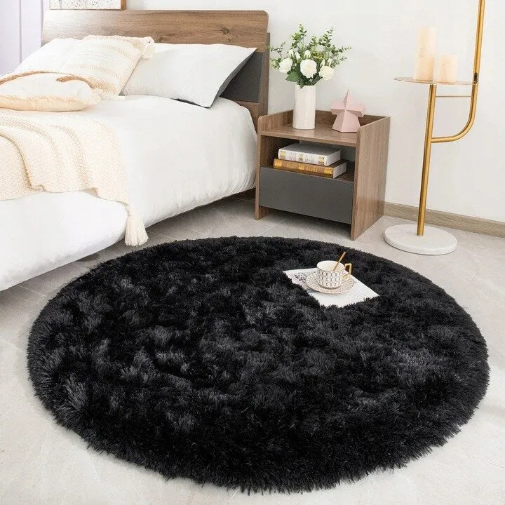 Round Area Rugs Fluffy Nursery Rug for Kids Bedroom Living Room Mat