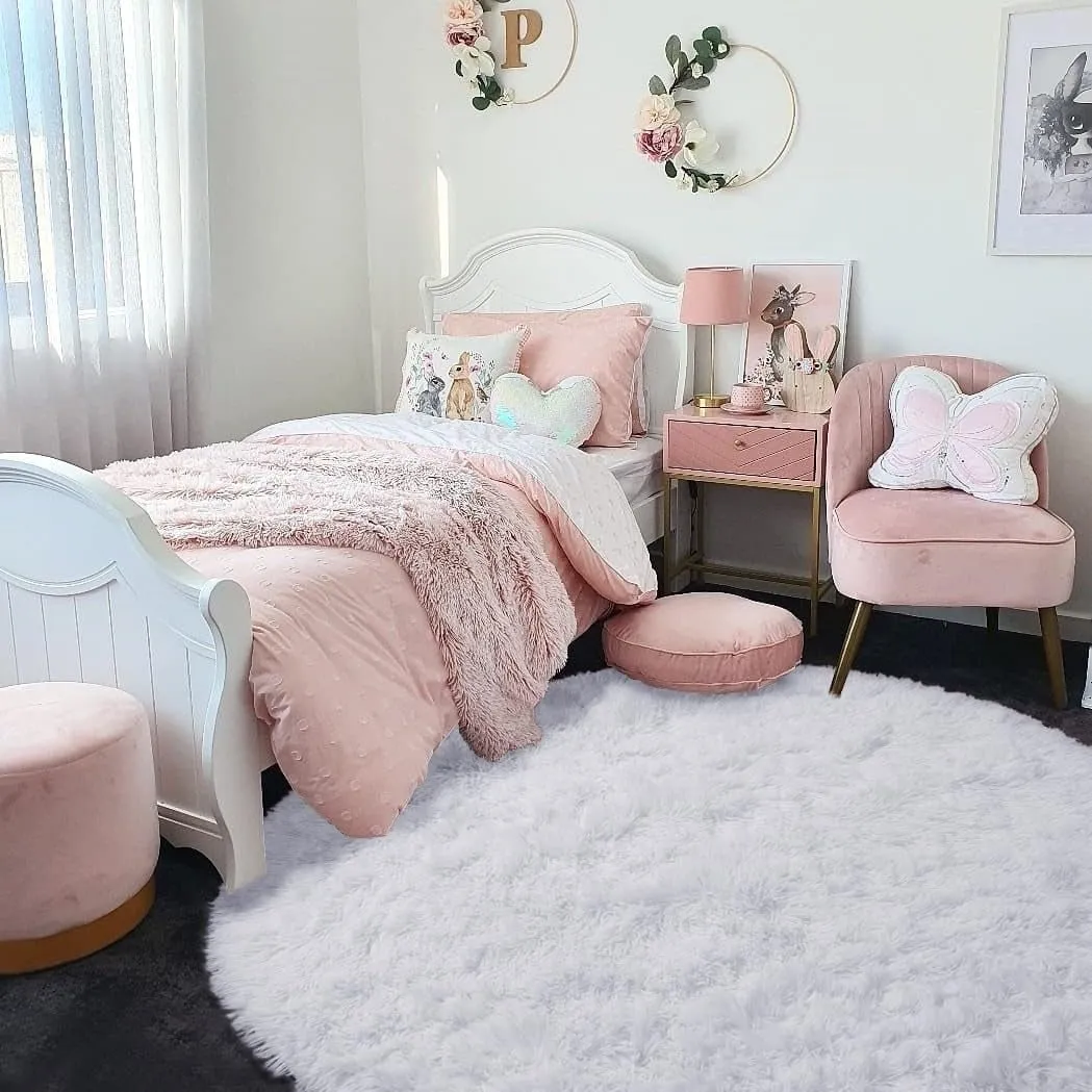 Round Area Rugs Fluffy Nursery Rug for Kids Bedroom Living Room Mat