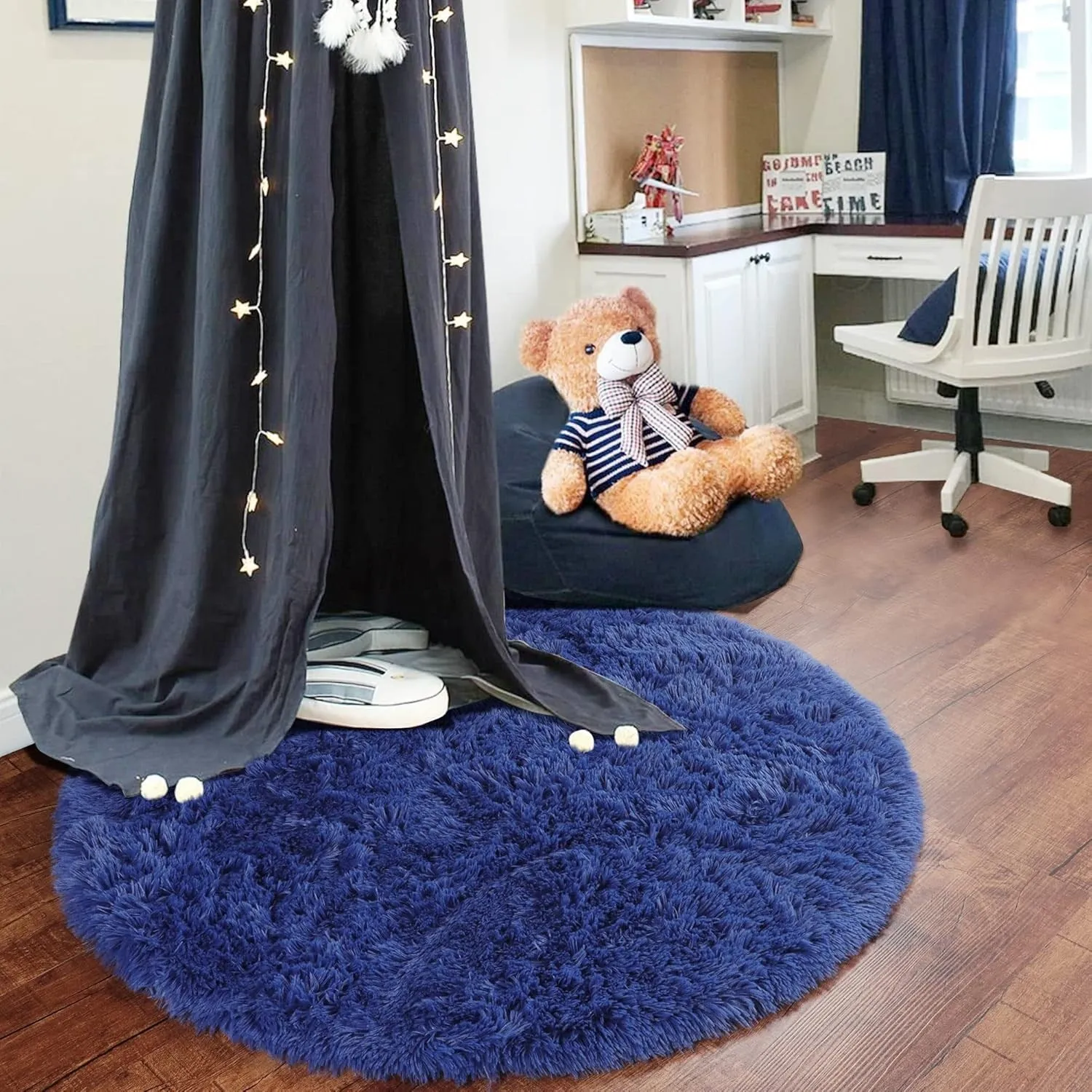 Round Area Rugs Fluffy Nursery Rug for Kids Bedroom Living Room Mat