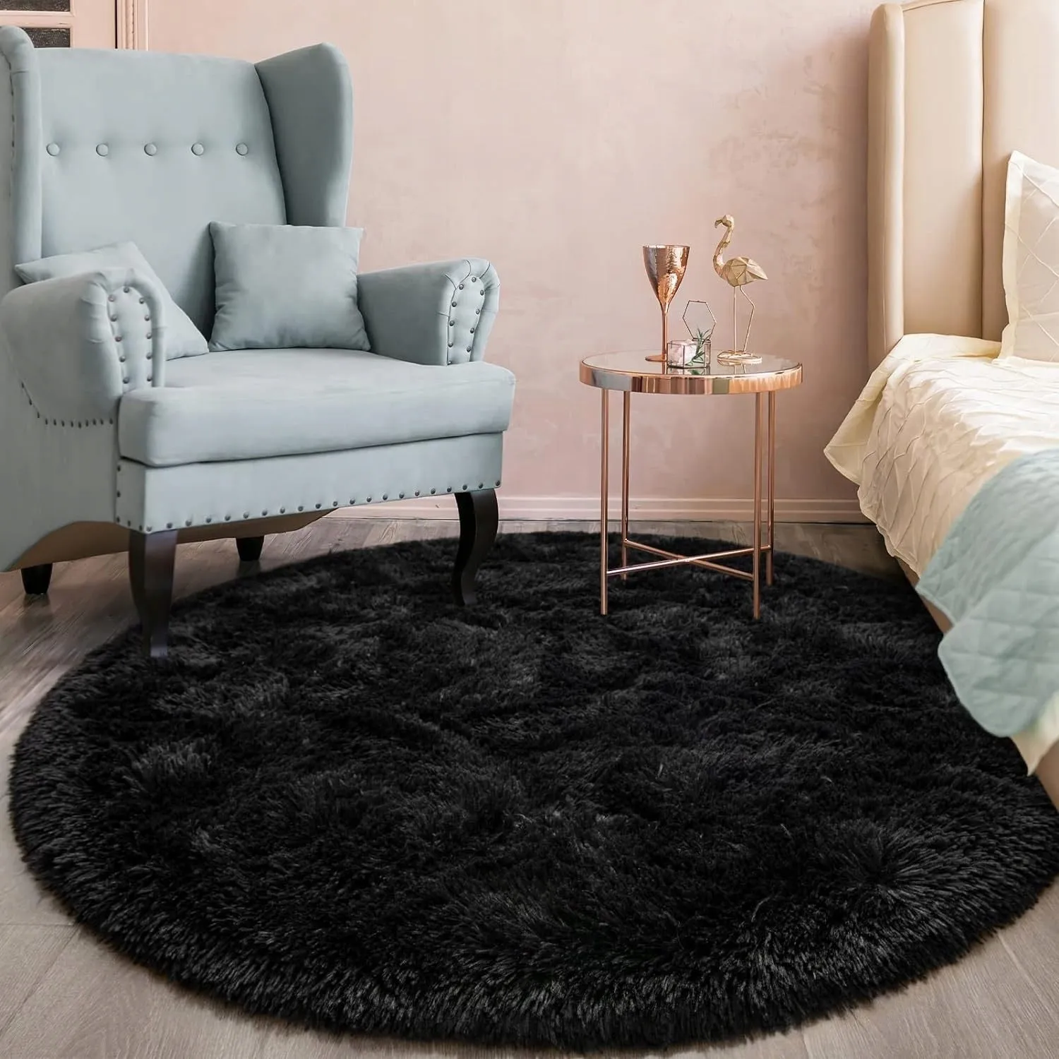 Round Area Rugs Fluffy Nursery Rug for Kids Bedroom Living Room Mat
