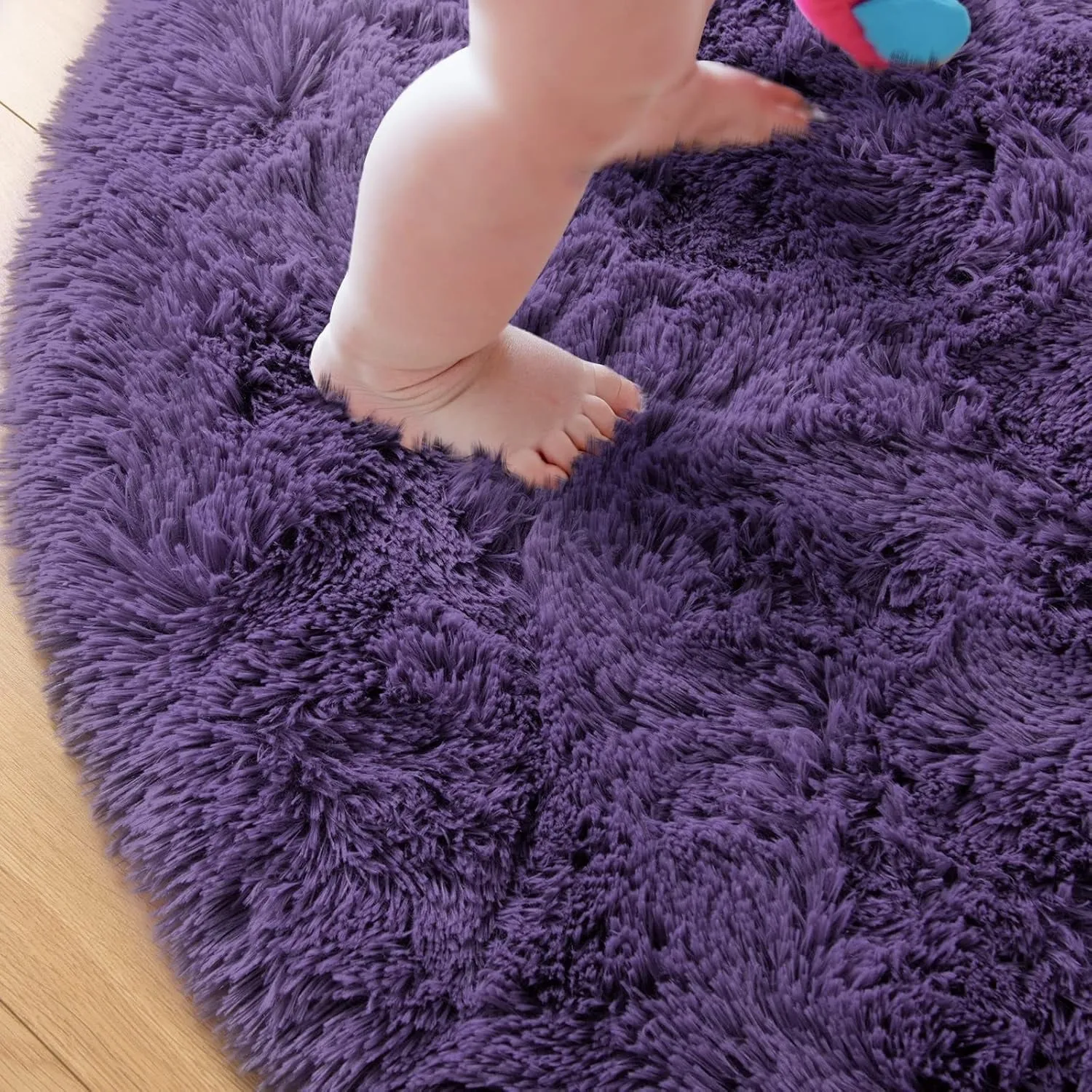 Round Area Rugs Fluffy Nursery Rug for Kids Bedroom Living Room Mat