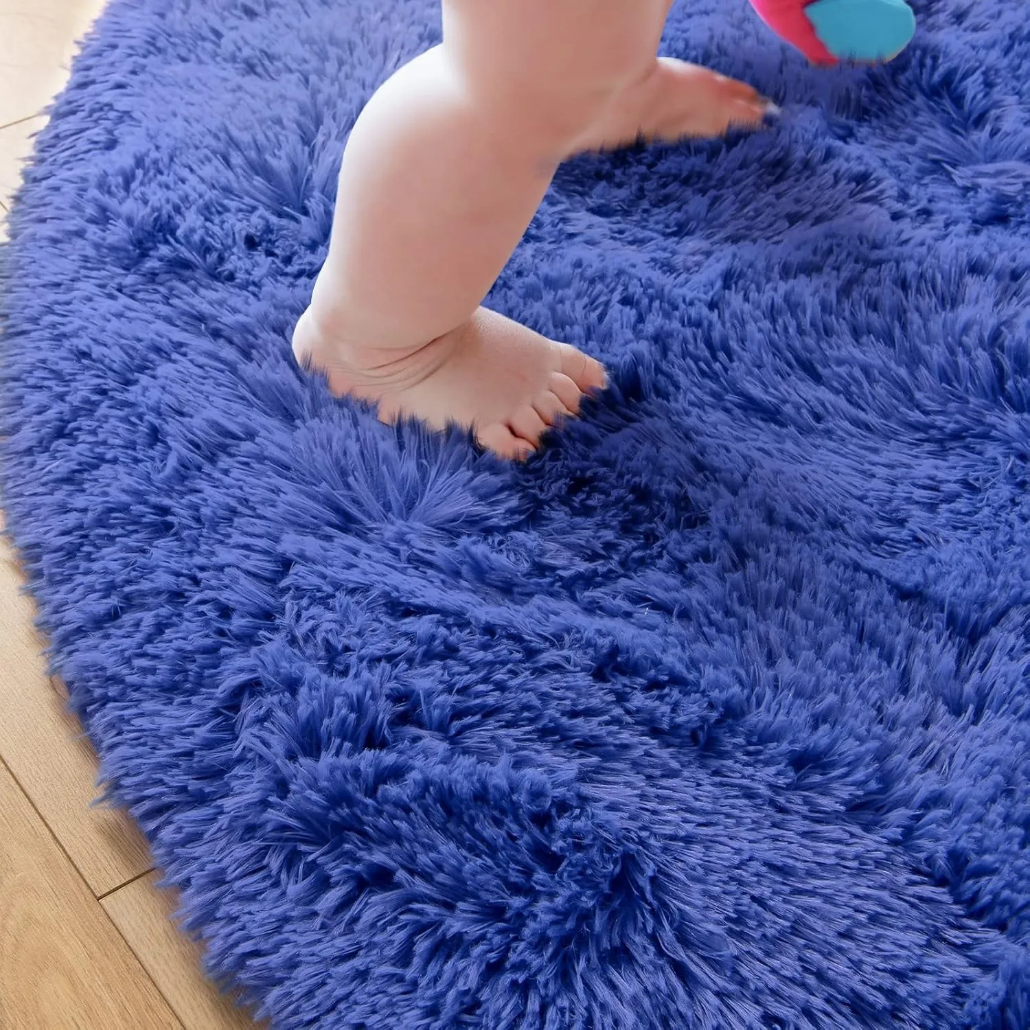 Round Area Rugs Fluffy Nursery Rug for Kids Bedroom Living Room Mat