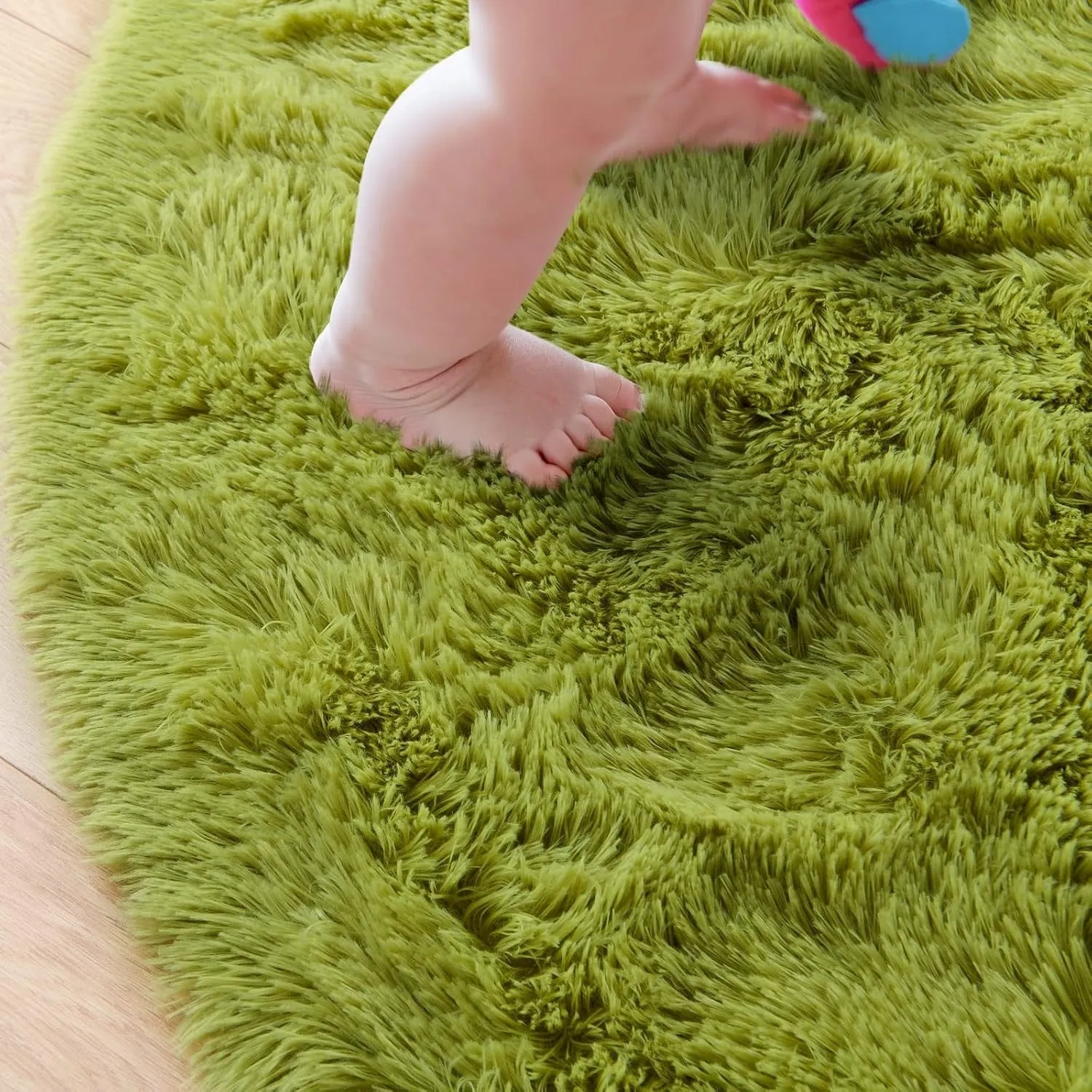 Round Area Rugs Fluffy Nursery Rug for Kids Bedroom Living Room Mat