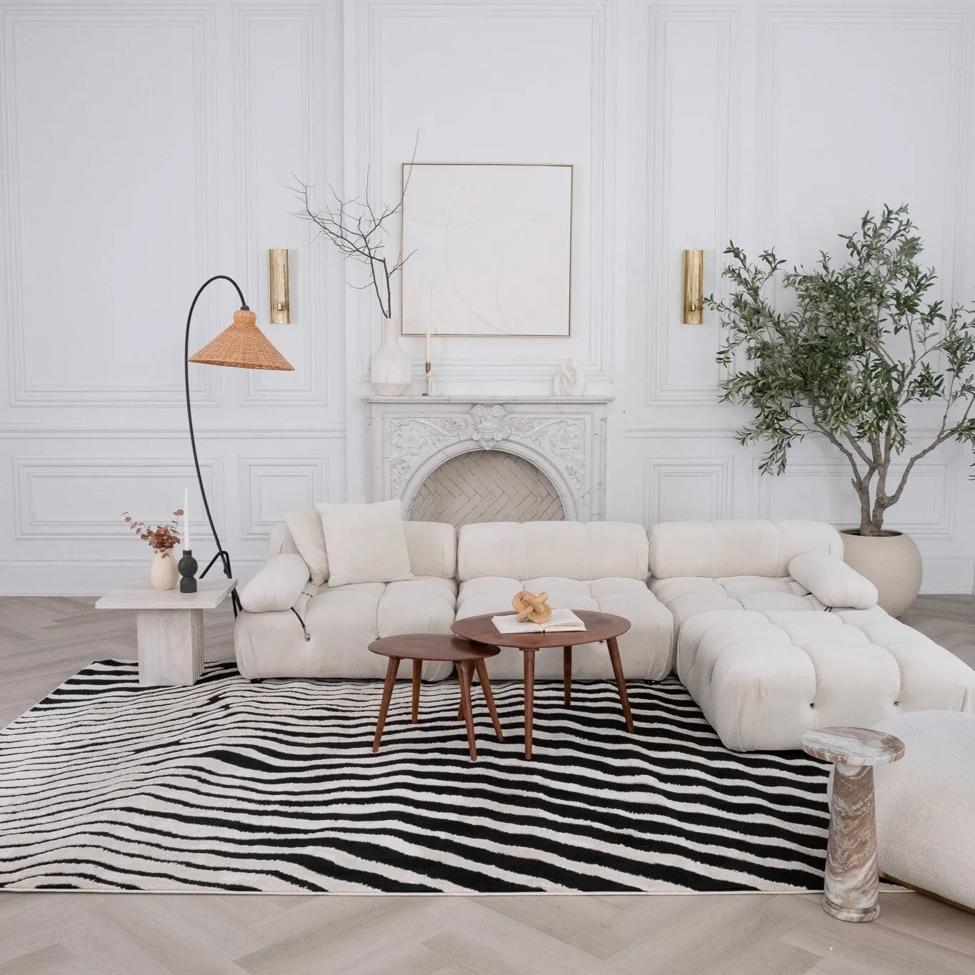 Rug Branch Domus Modern Zebra Print Indoor Area Rug. Cream Black -