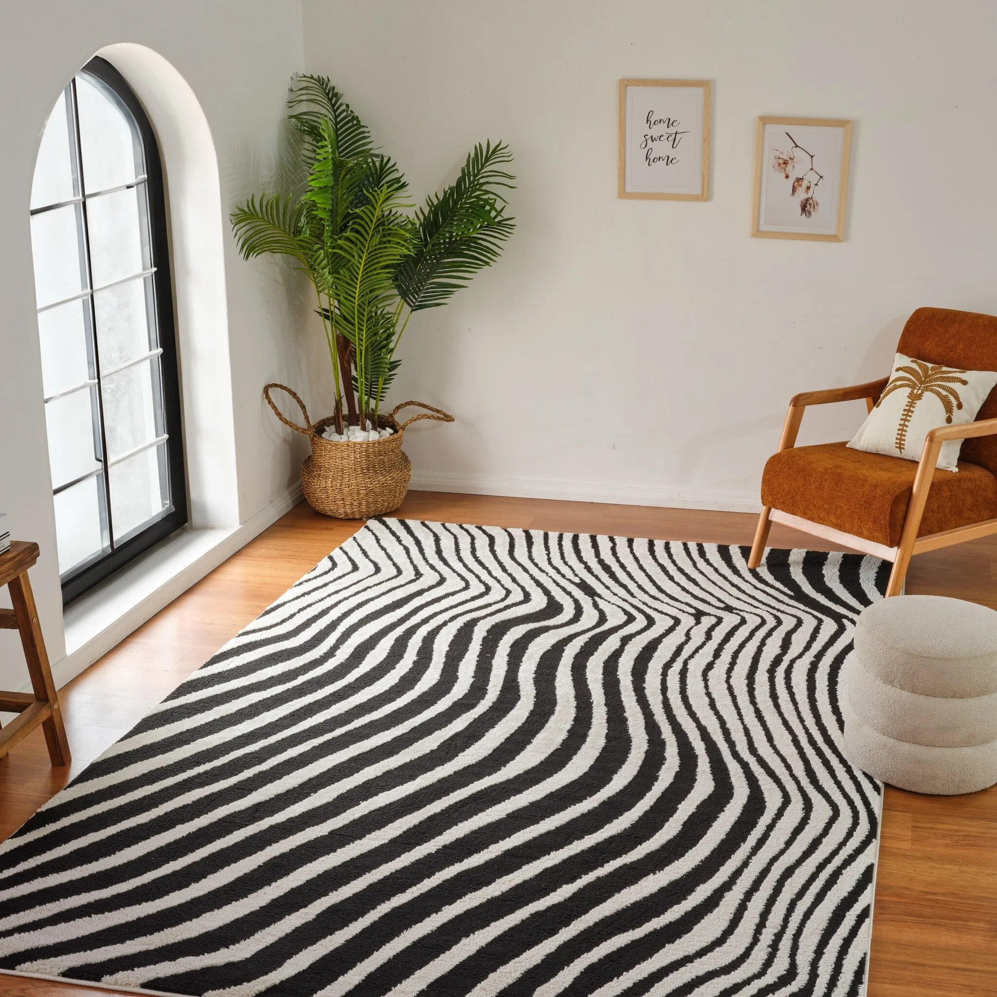 Rug Branch Domus Modern Zebra Print Indoor Area Rug. Cream Black -