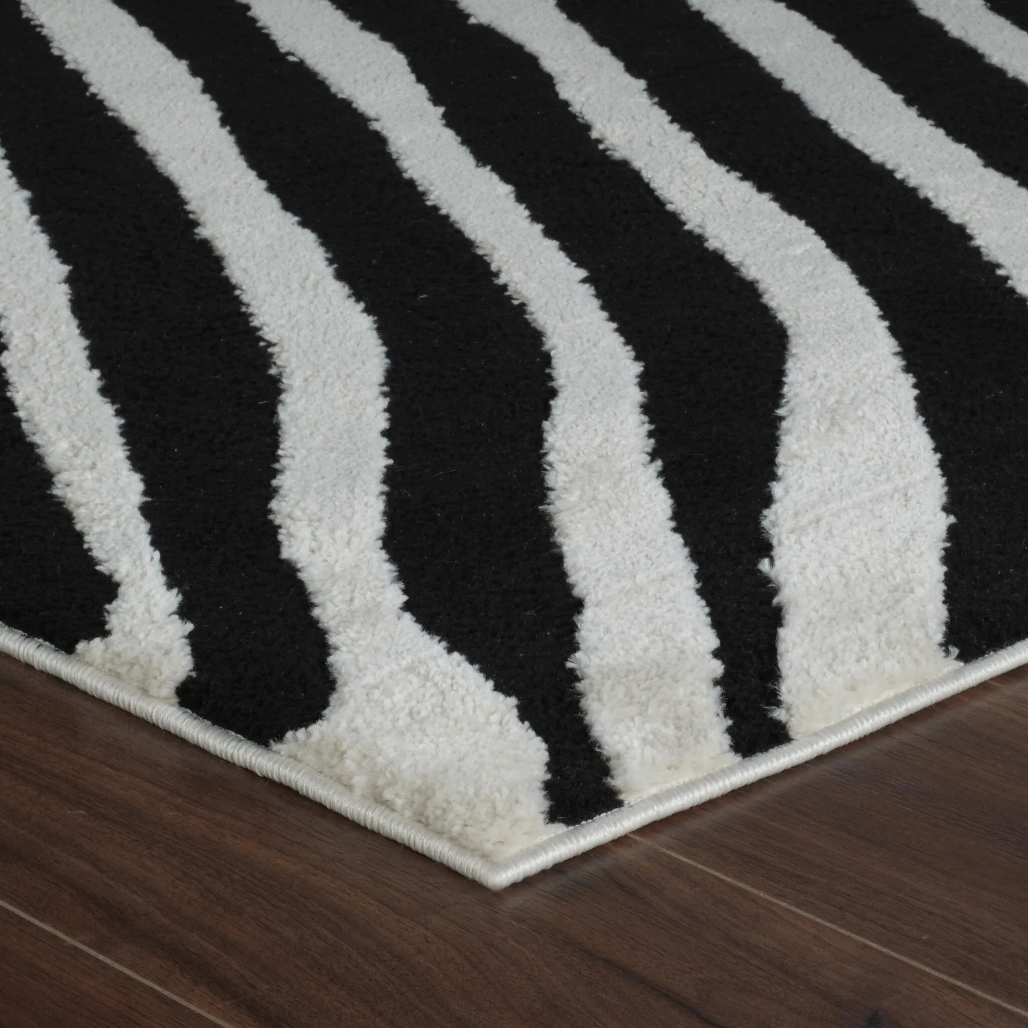 Rug Branch Domus Modern Zebra Print Indoor Area Rug. Cream Black -