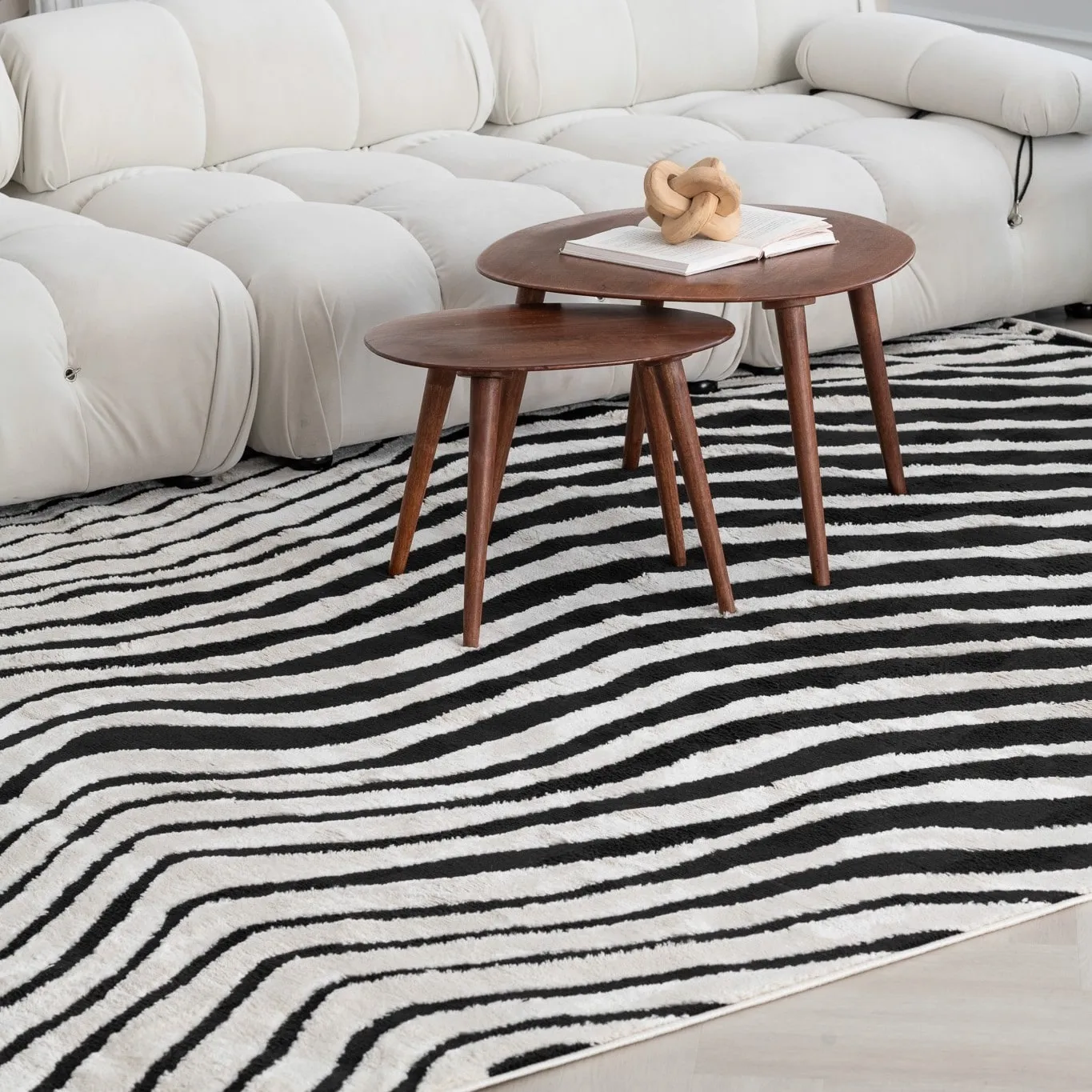 Rug Branch Domus Modern Zebra Print Indoor Area Rug. Cream Black -