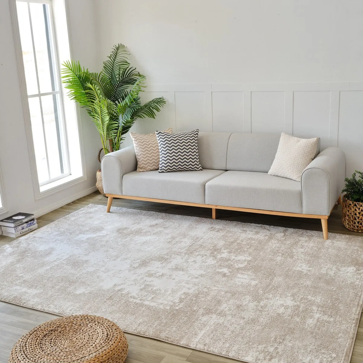 Rug Branch Nomad Coastal Abstract Indoor Area Rug. Beige Cream