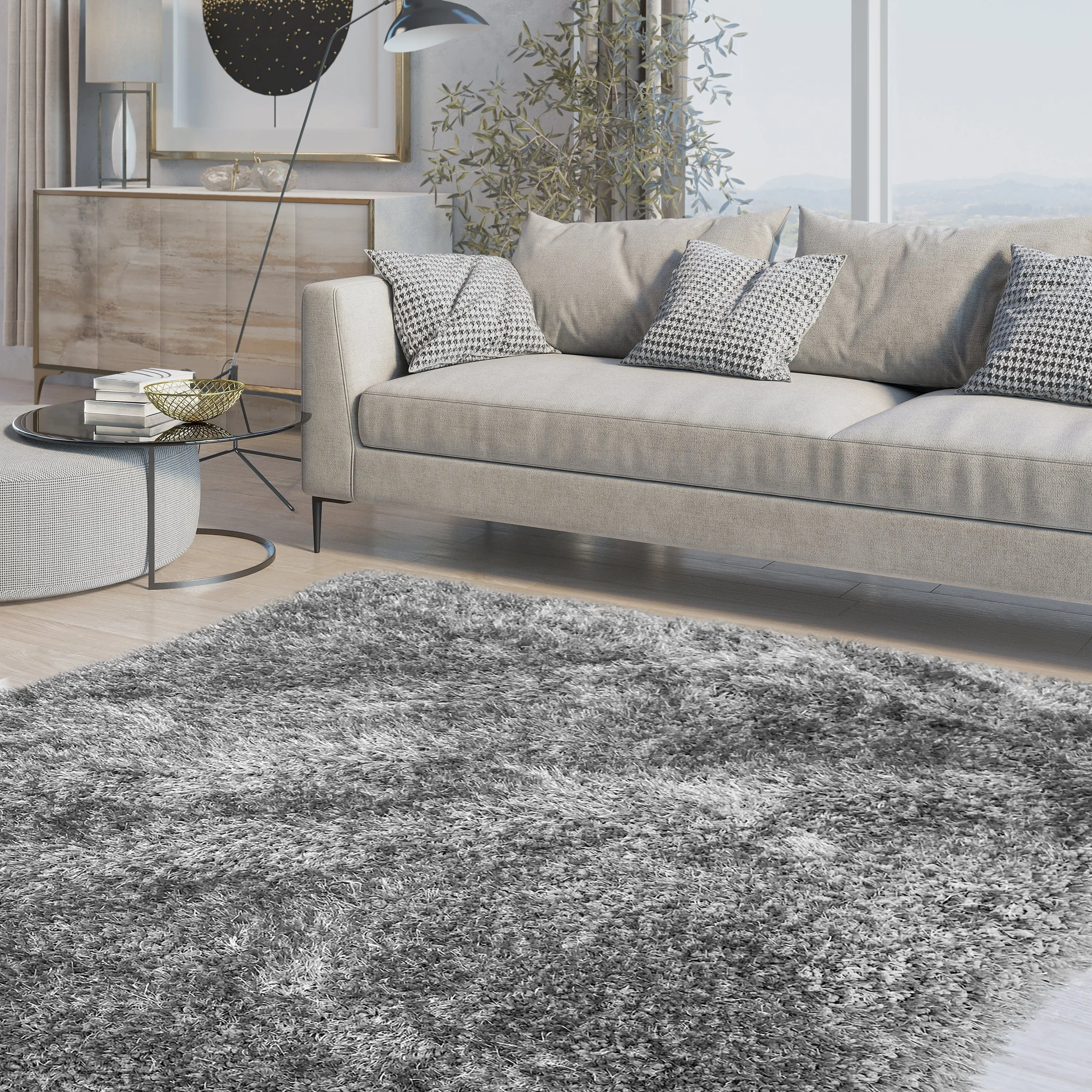 RugBerry Light Gray Shag Area Rug Shaggy Fluffy Soft Thick Pile