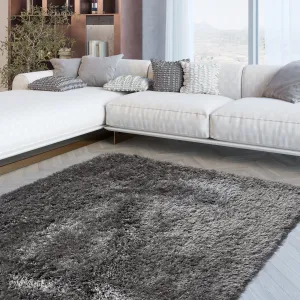 RugBerry Romance Dark Gray Solid Shag Area Rug