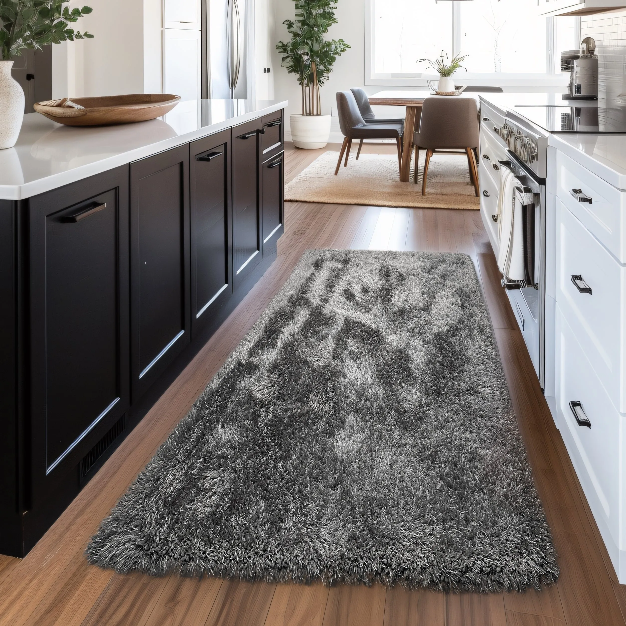 RugBerry Romance Dark Gray Solid Shag Area Rug