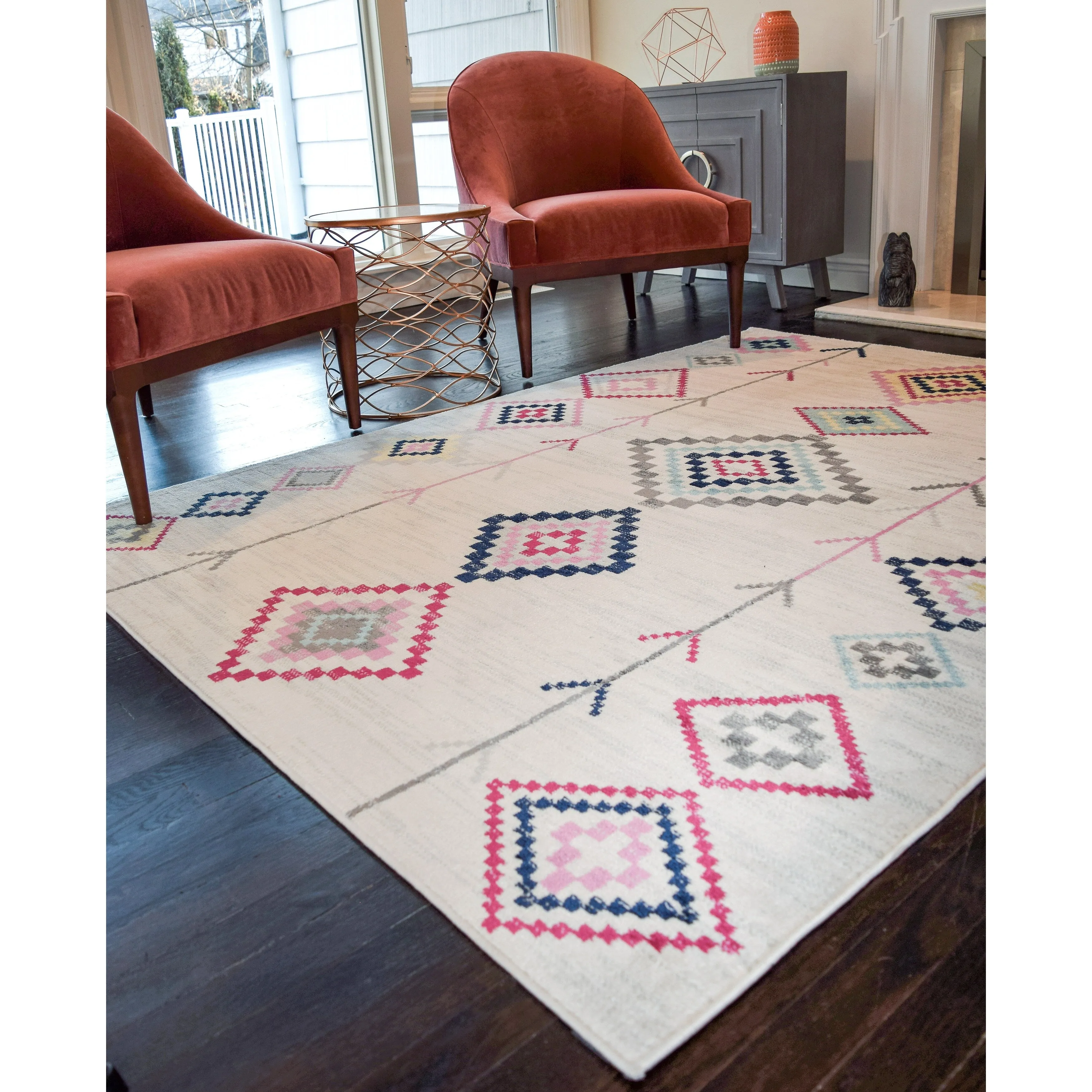 Rugs America Rumi Modern Diamond Boho Tribal Soft Area Rug