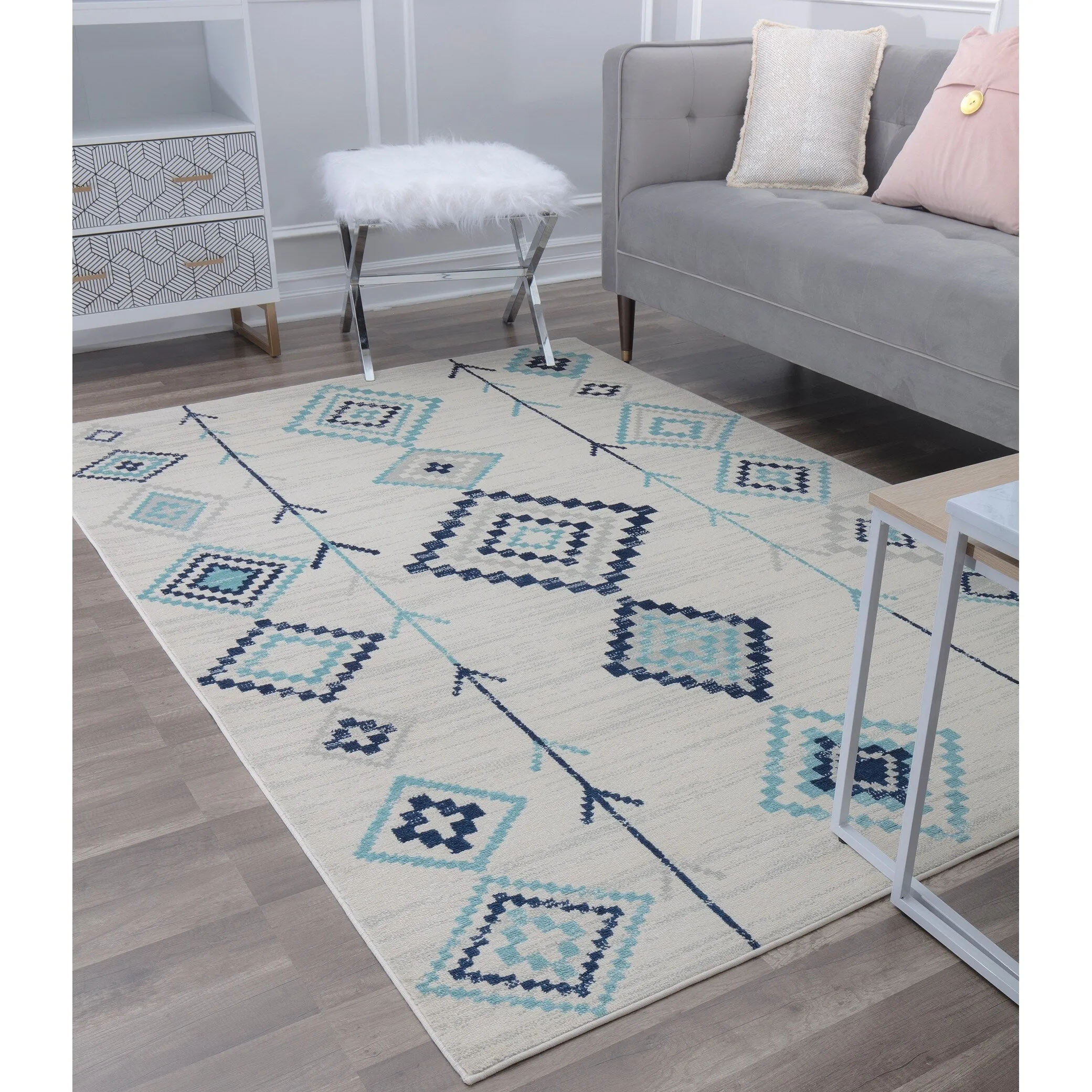 Rugs America Rumi Modern Diamond Boho Tribal Soft Area Rug