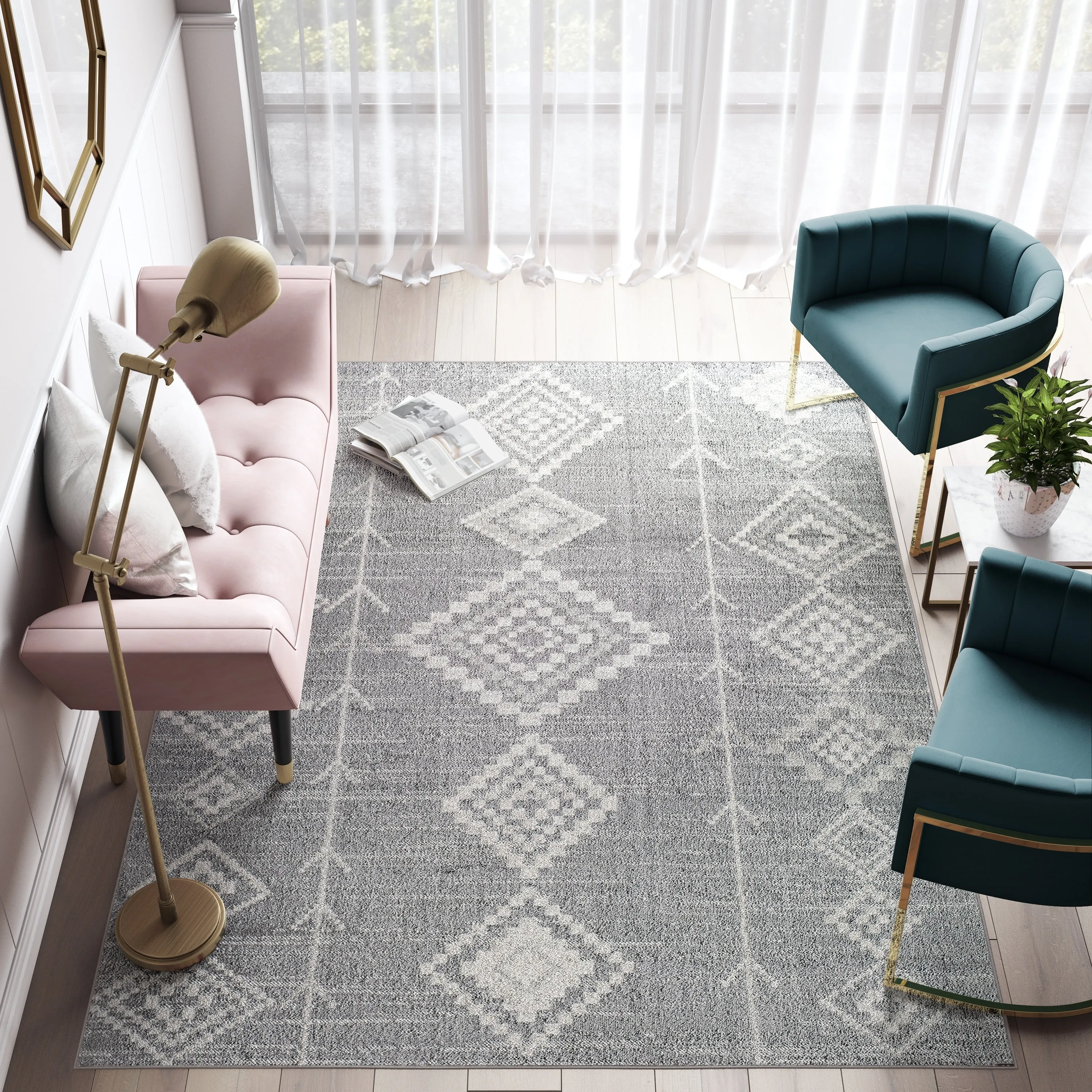 Rugs America Rumi Modern Diamond Boho Tribal Soft Area Rug