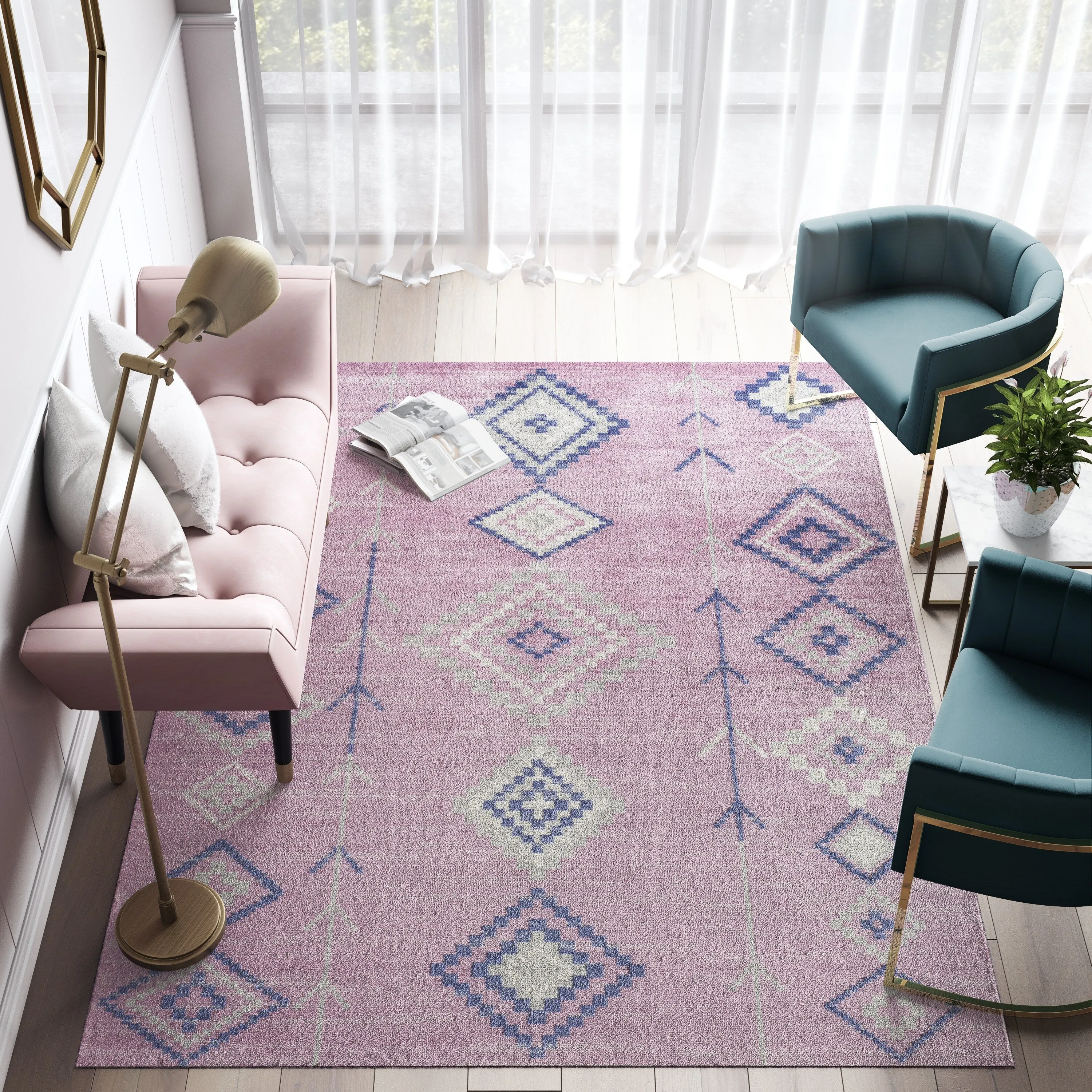 Rugs America Rumi Modern Diamond Boho Tribal Soft Area Rug