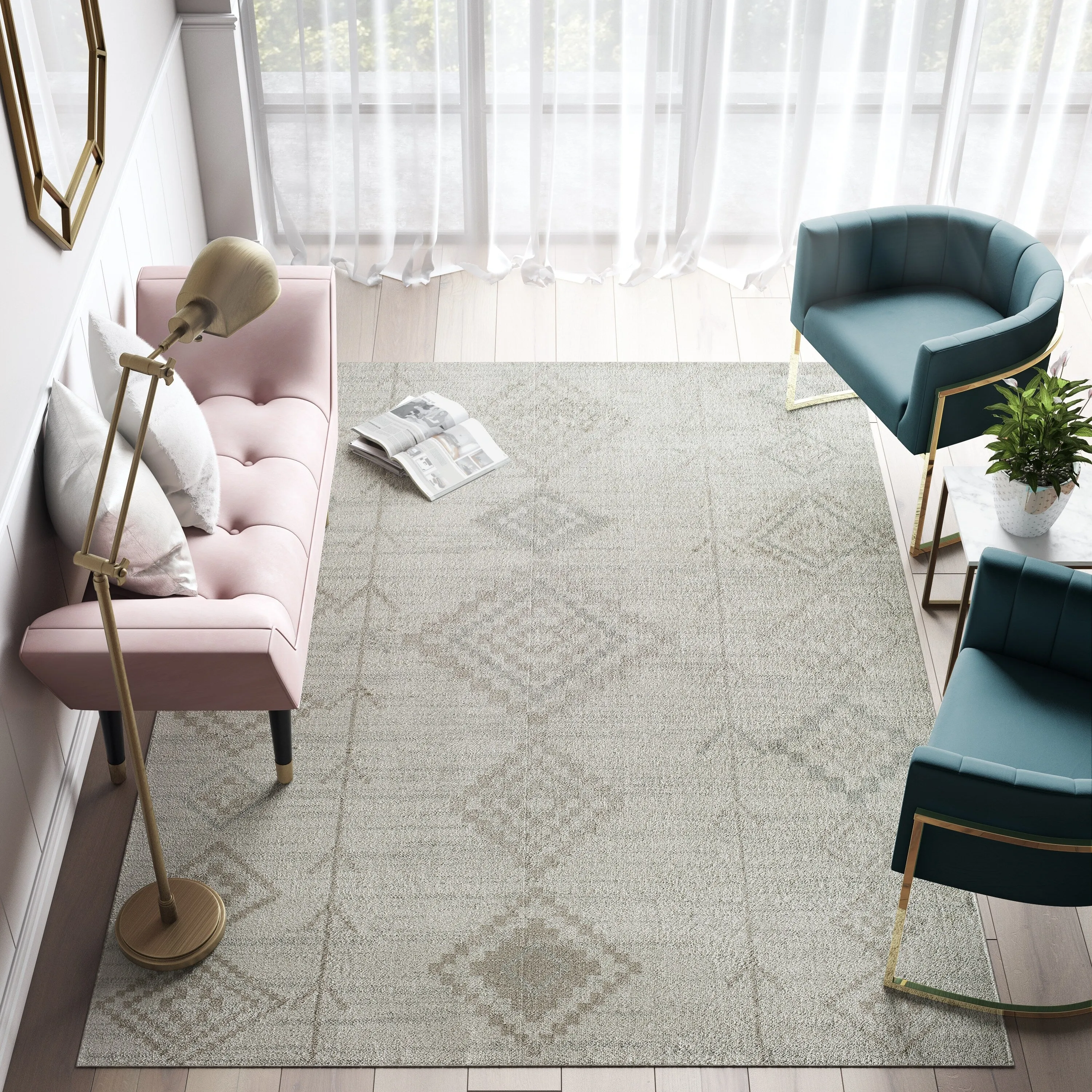 Rugs America Rumi Modern Diamond Boho Tribal Soft Area Rug
