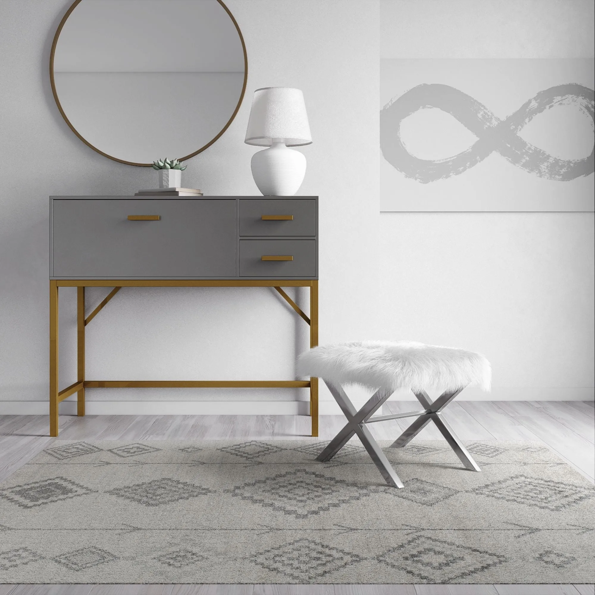 Rugs America Rumi Modern Diamond Boho Tribal Soft Area Rug