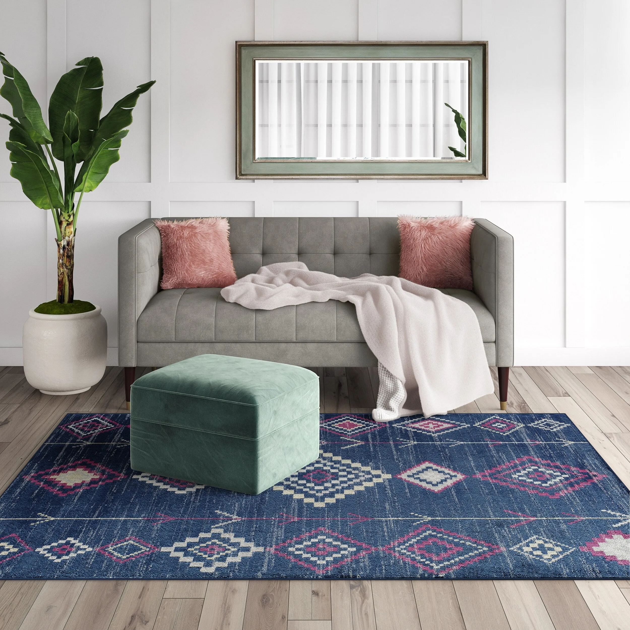 Rugs America Rumi Modern Diamond Boho Tribal Soft Area Rug