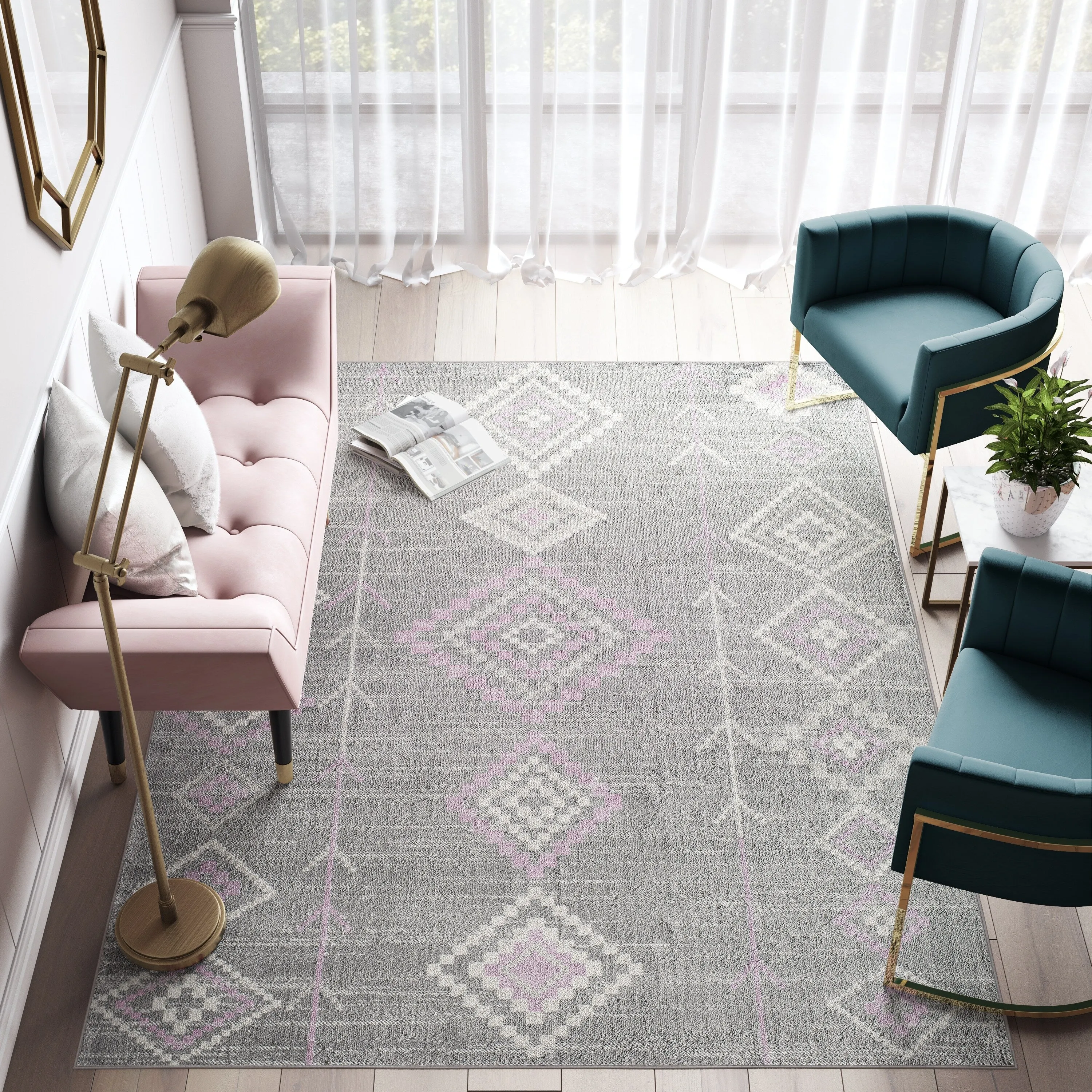 Rugs America Rumi Modern Diamond Boho Tribal Soft Area Rug