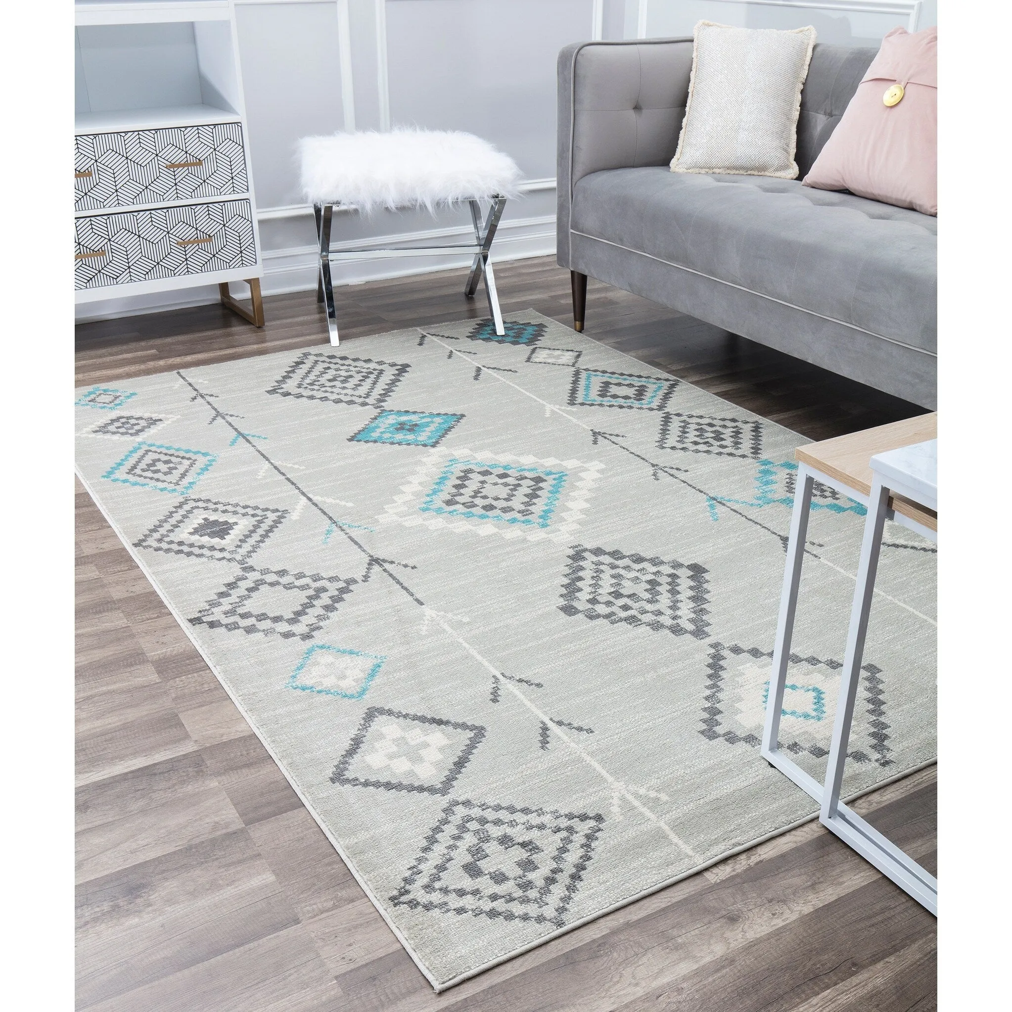 Rugs America Rumi Modern Diamond Boho Tribal Soft Area Rug