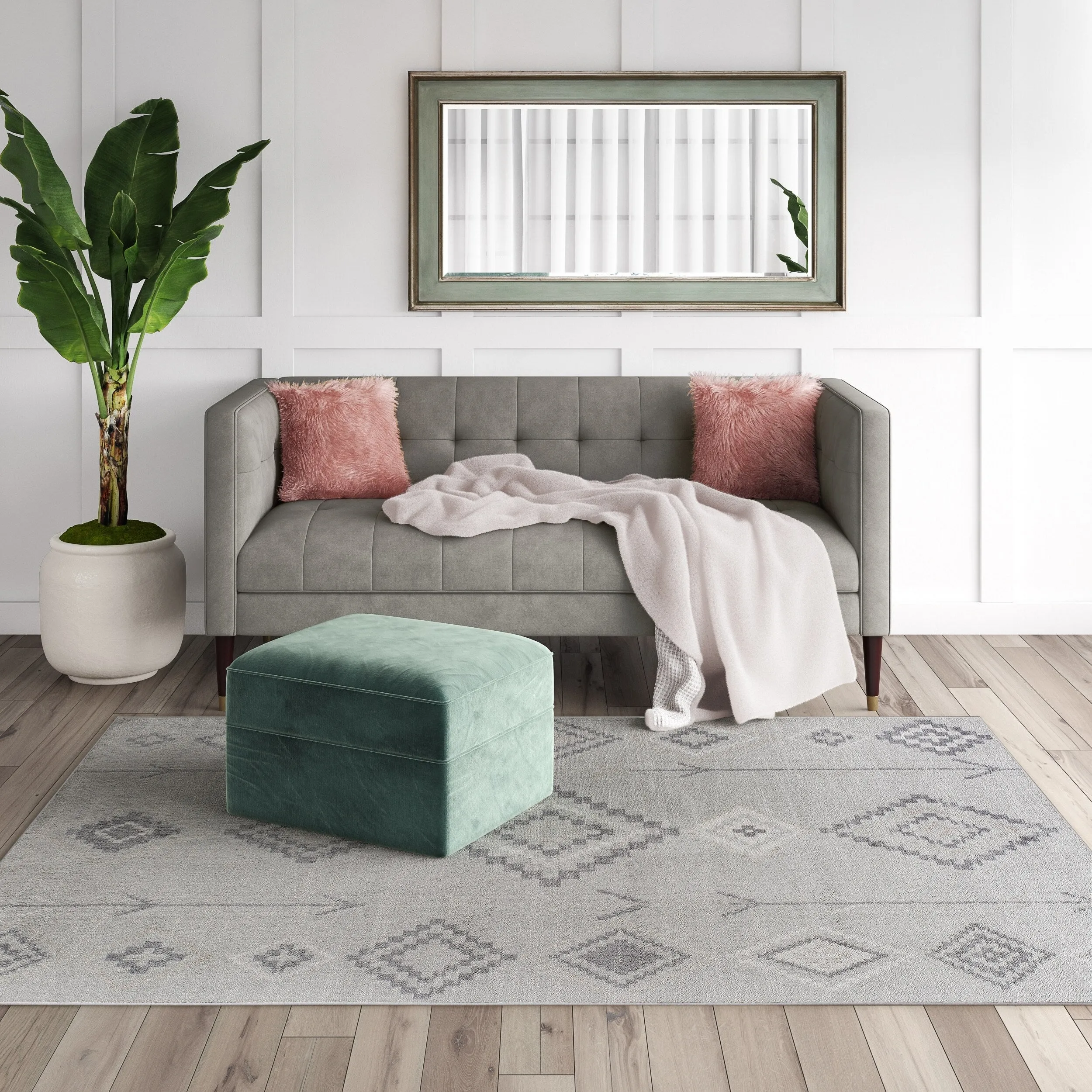 Rugs America Rumi Modern Diamond Boho Tribal Soft Area Rug