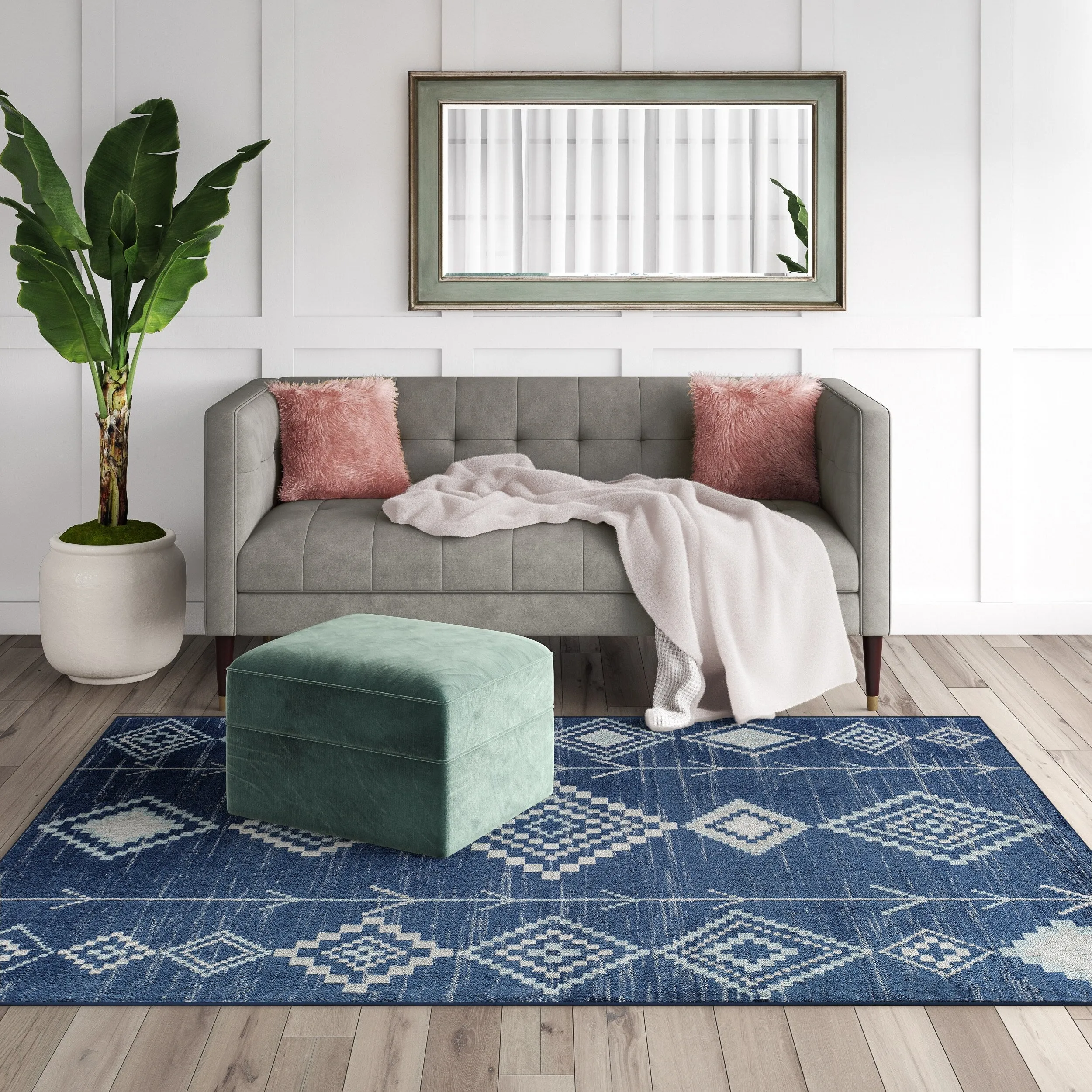 Rugs America Rumi Modern Diamond Boho Tribal Soft Area Rug